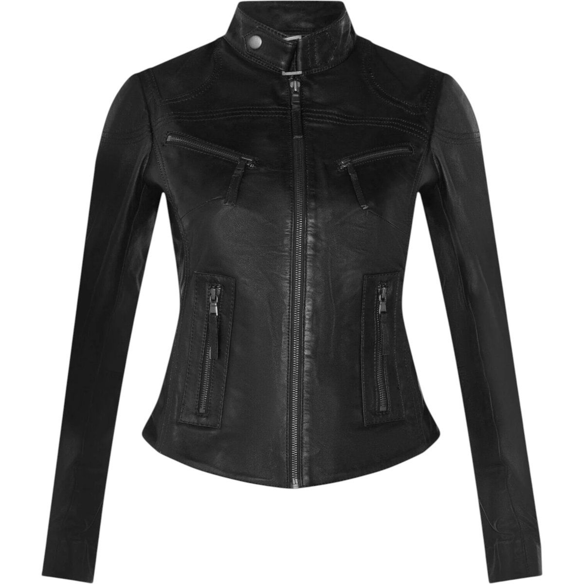 Klassische Slim-Fit Leder-Bikerjacke
