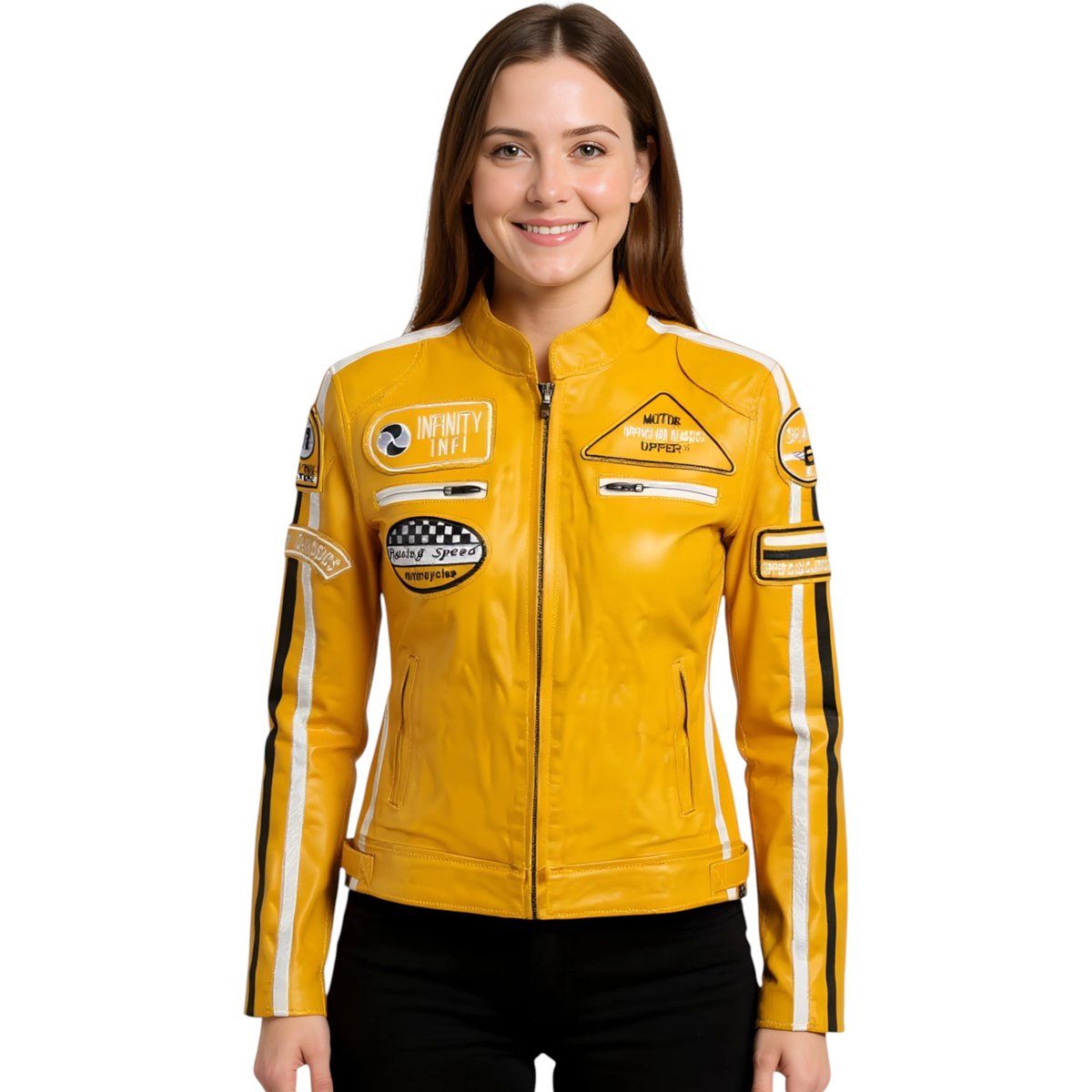 Lederjacke im Vintage-Rennsport-Stil