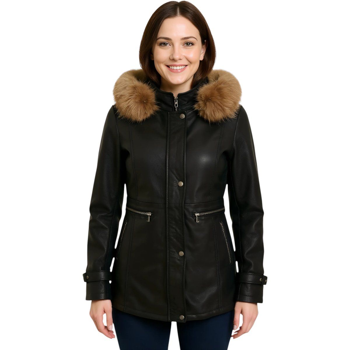 Lederparka Charleville mit Kapuze