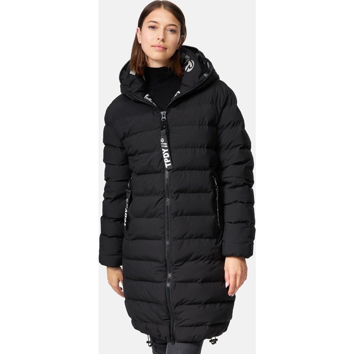 Moderner langer Steppparka mit Kapuze