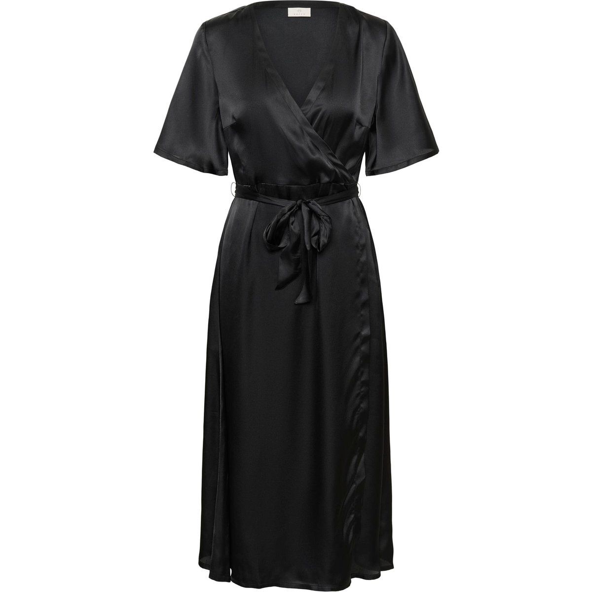 Elegantes Satin-Midi-Wickelkleid