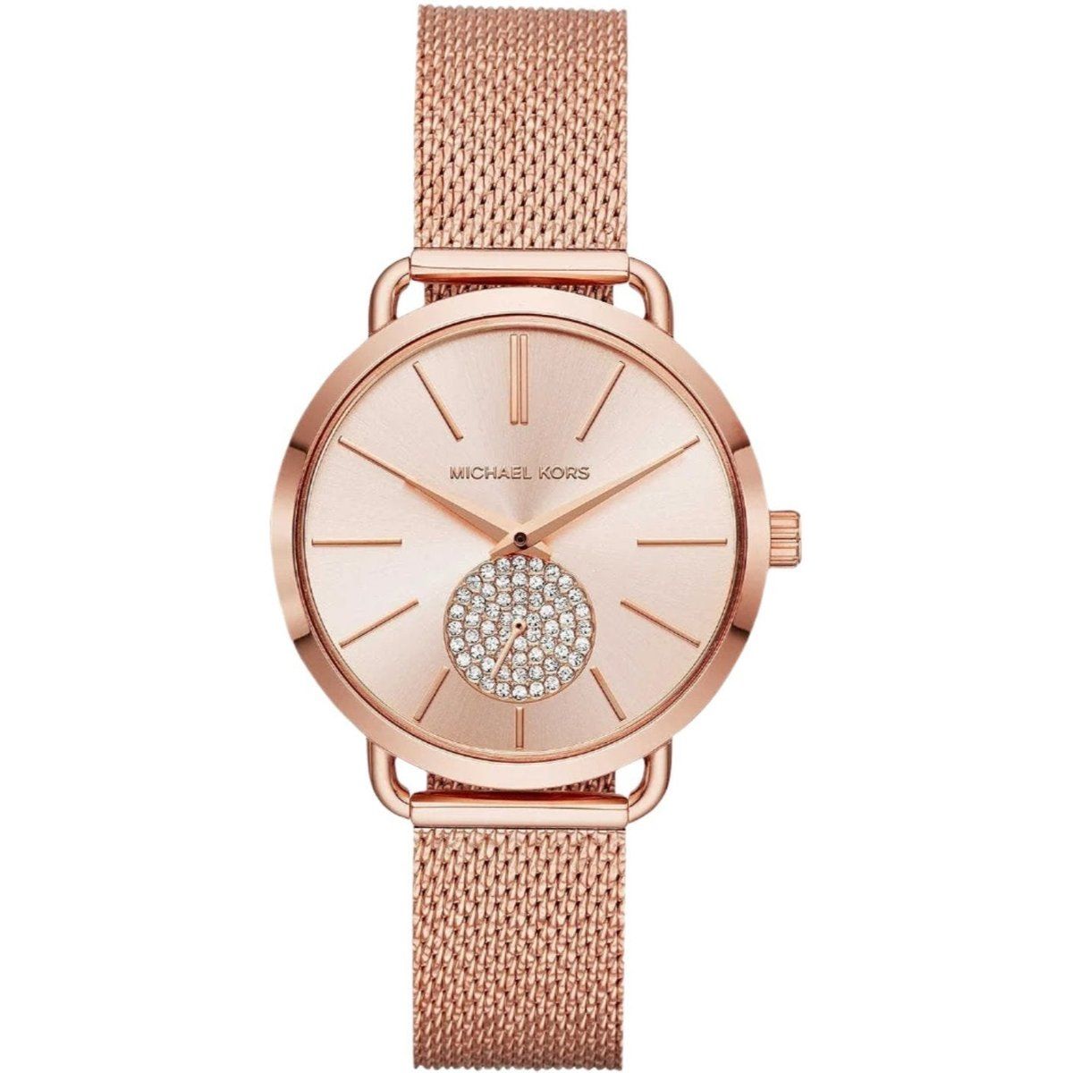 Minimalistische Roségold Mesh-Uhr