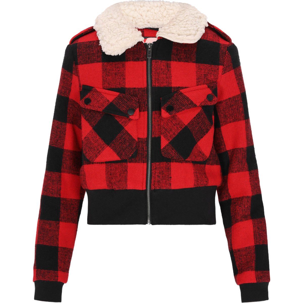 Buffalo-Check Bomberjacke mit Teddykragen