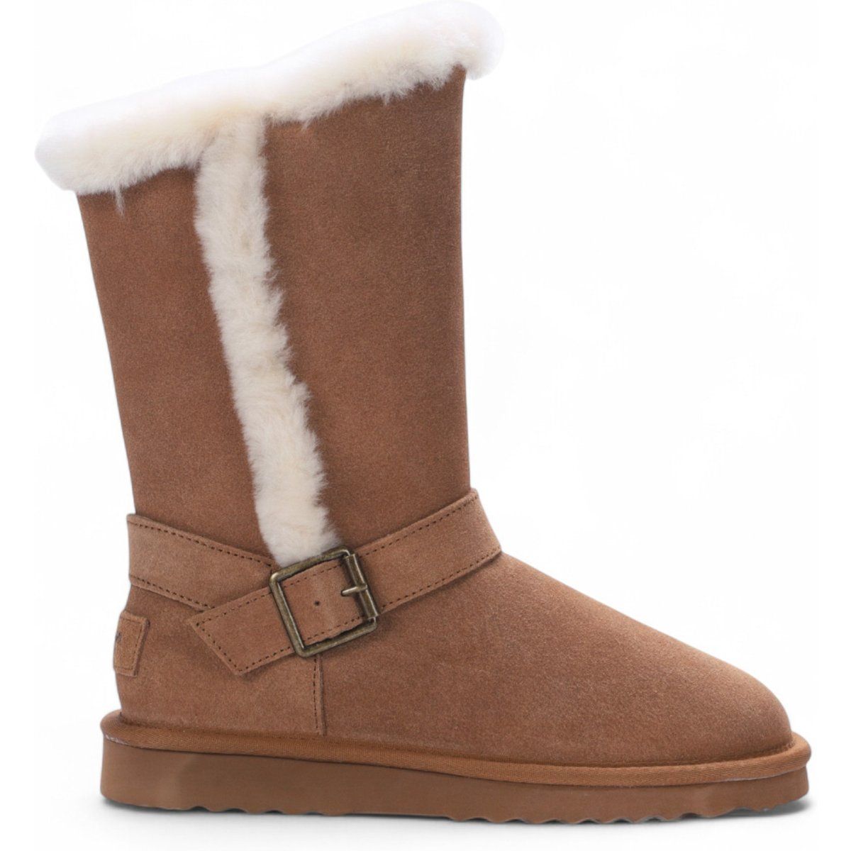 Schaffell-Winterstiefel mit dekorativer Schnalle