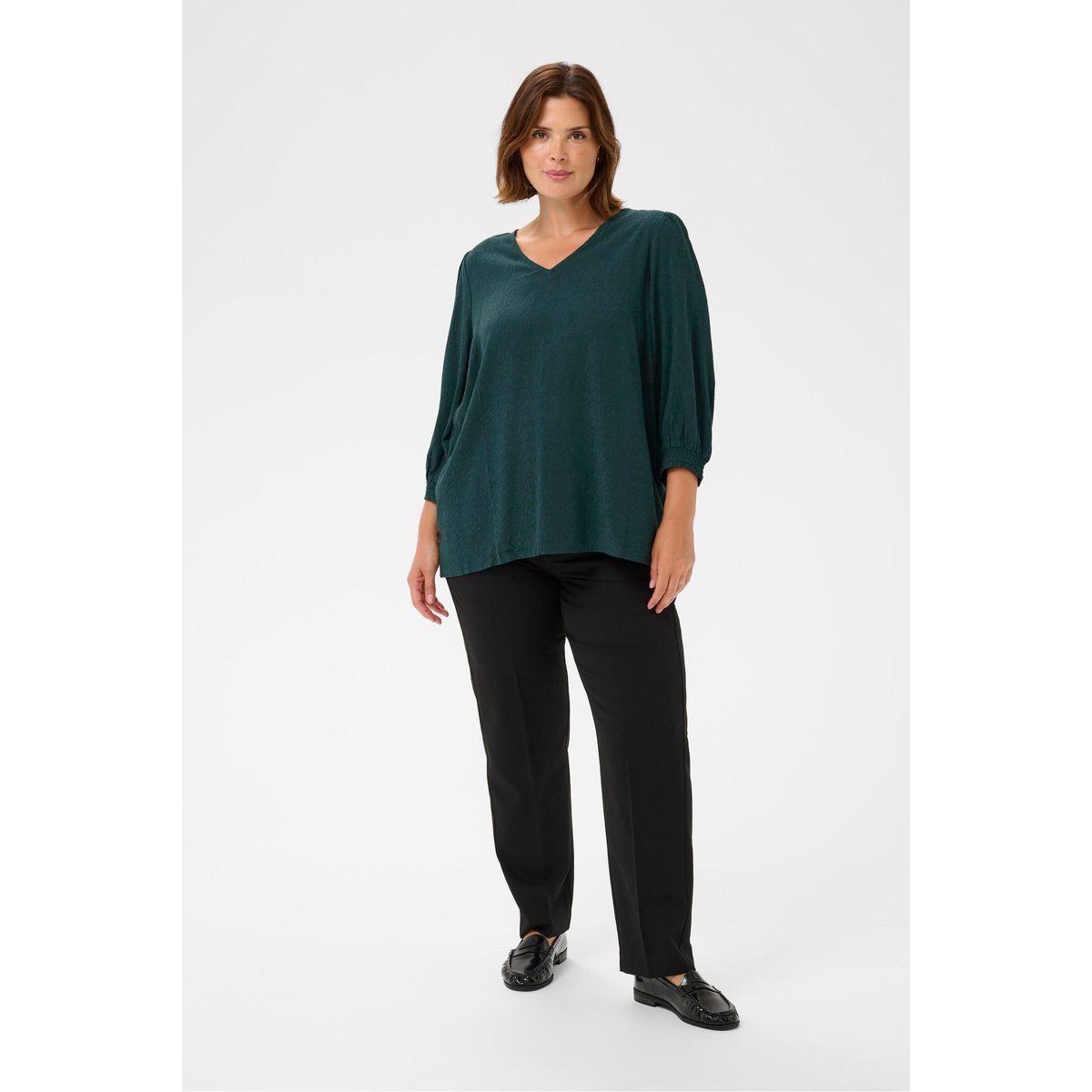 Elegante Strukturbluse mit V-Ausschnitt
