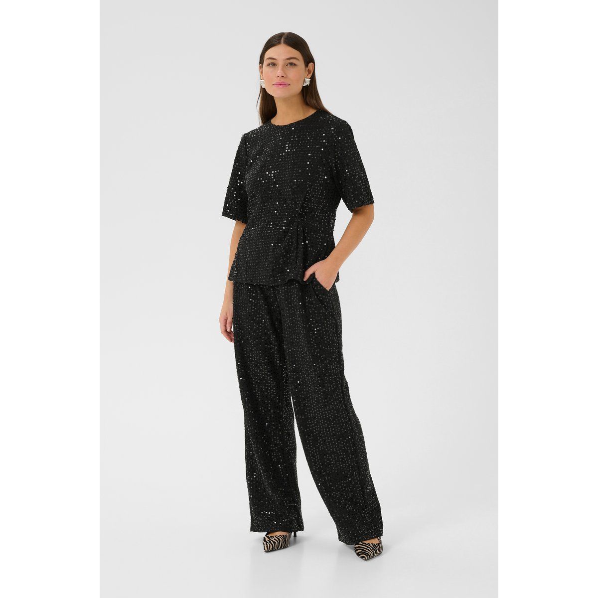 Funkelnde Pailletten-Schößchen-Bluse