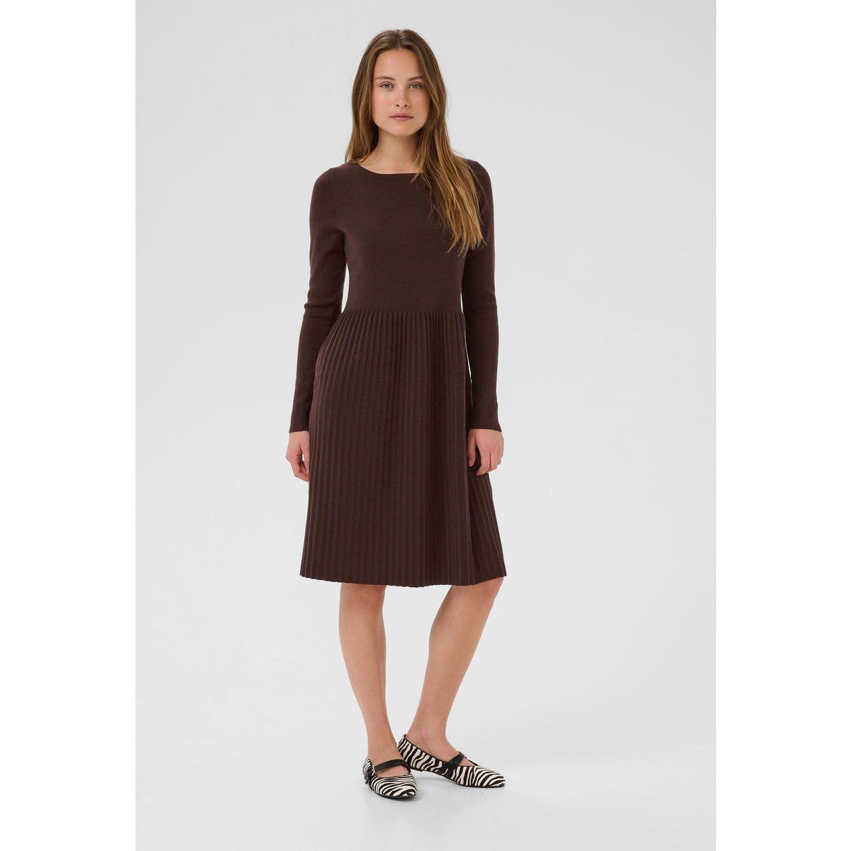 Elegantes Plissee-Strickkleid in A-Linie