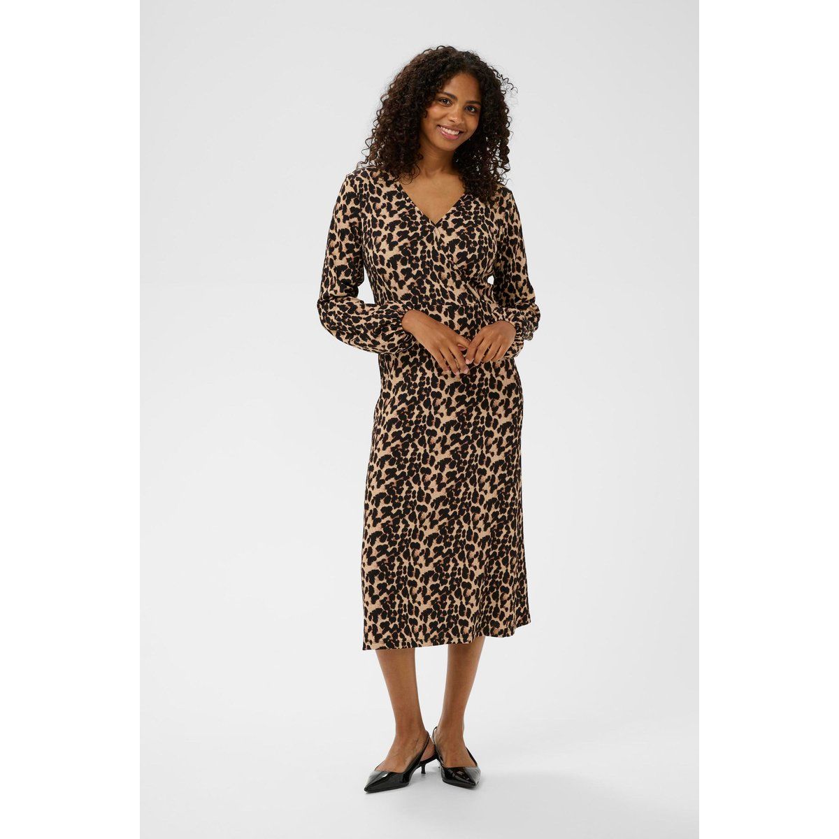Midikleid mit Leopardenprint in Wickeloptik