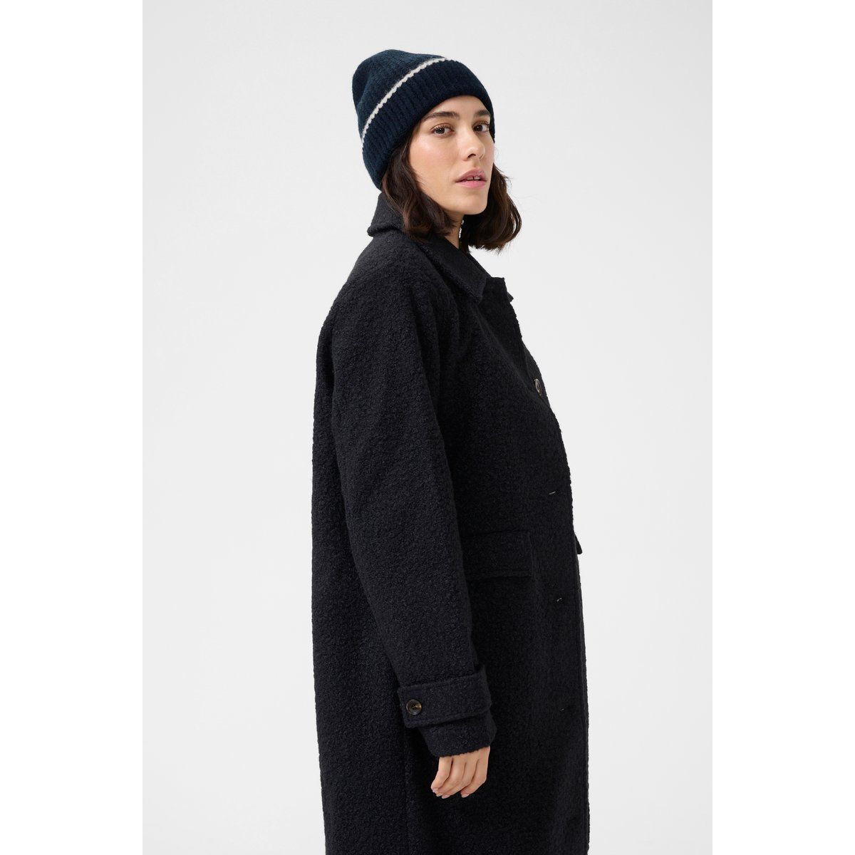 Rippstrick-Beanie mit Kontraststreifen