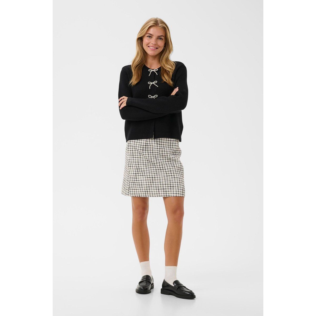 Strukturierter Tweed-Minirock mit geradem Schnitt