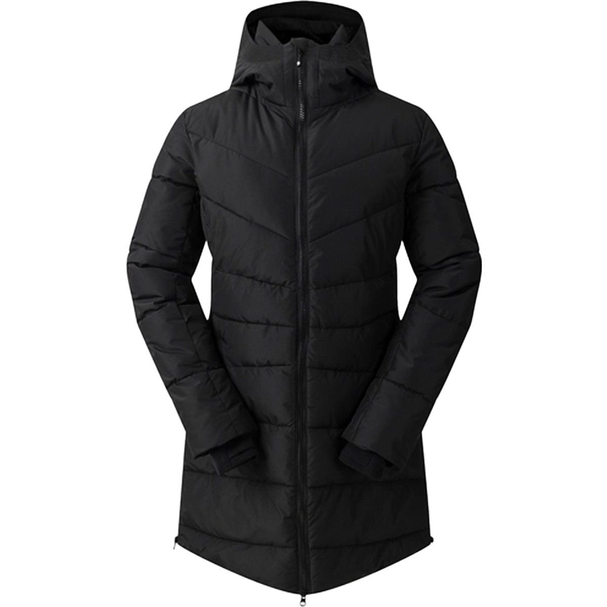Langer Steppparka mit Kapuze