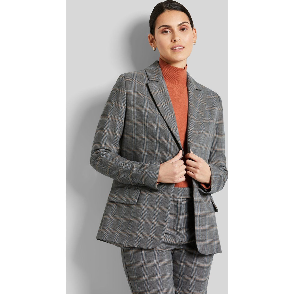 Klassischer Einreihiger Blazer mit Karomuster
