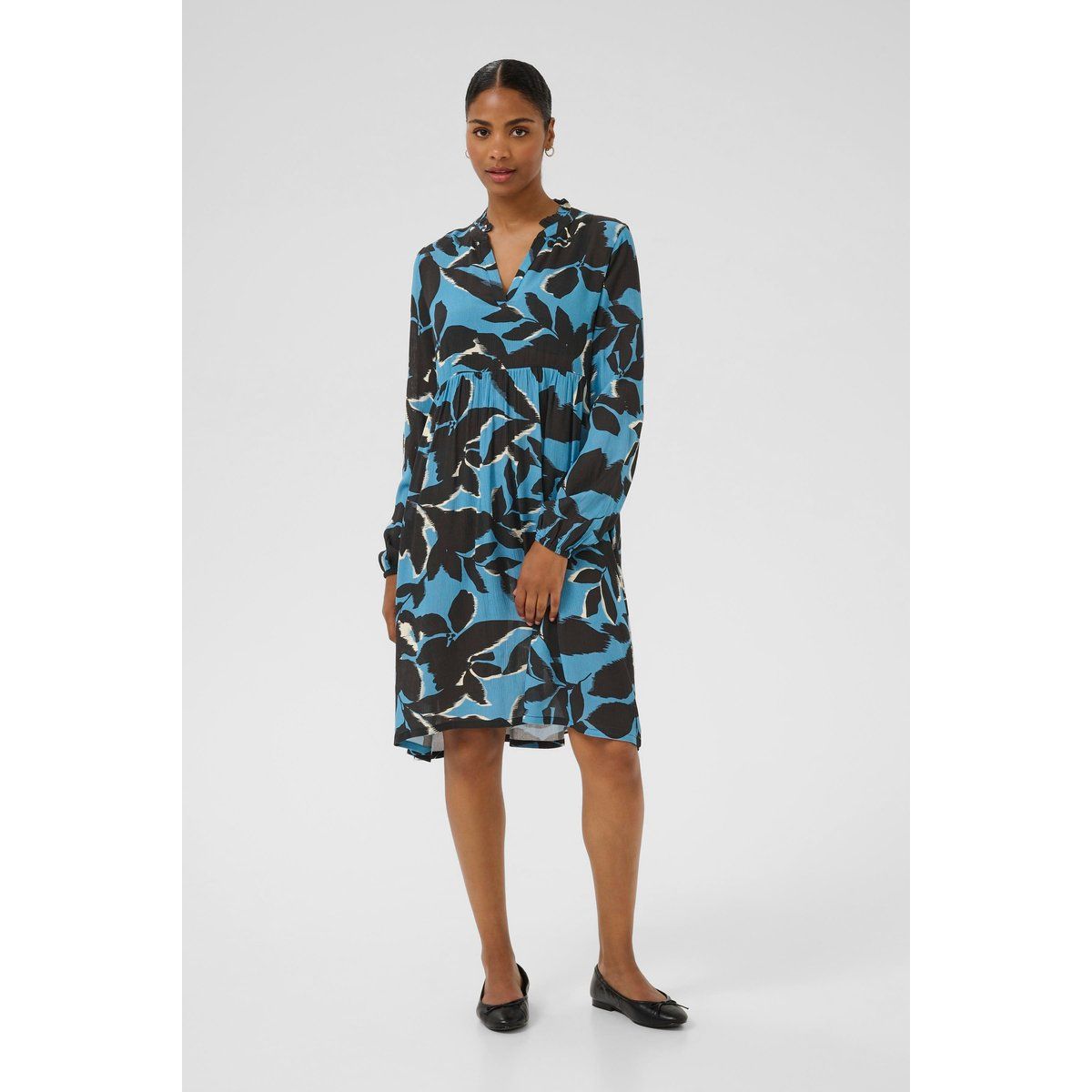 A-Linien-Midikleid mit abstraktem Blumenmuster