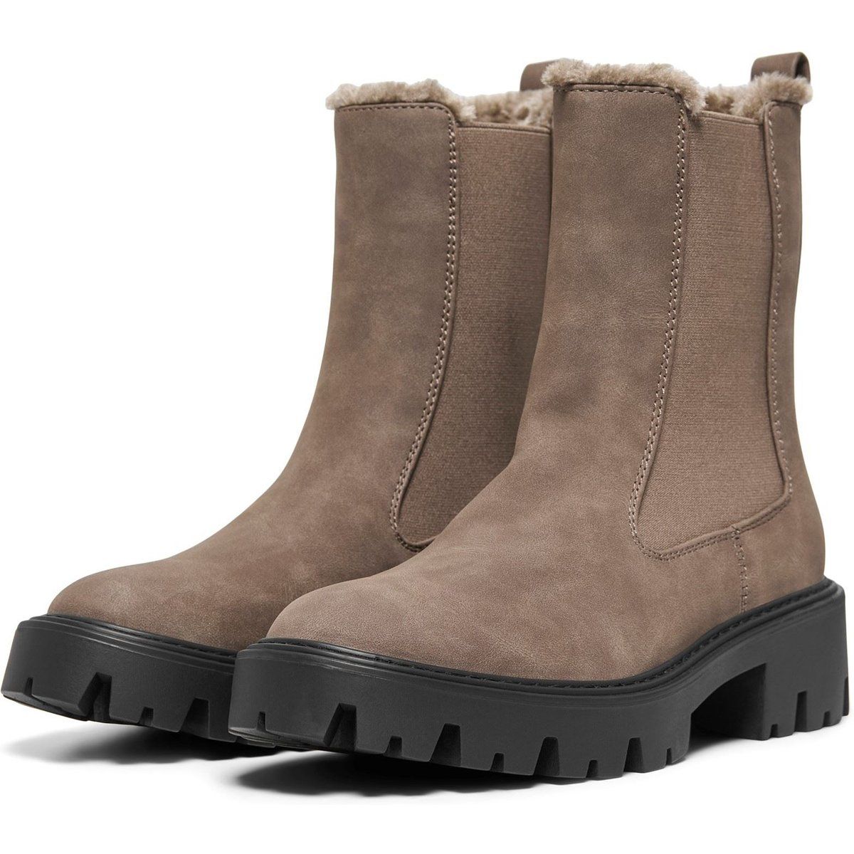 Gefütterte Chelsea-Boots mit Plateausohle