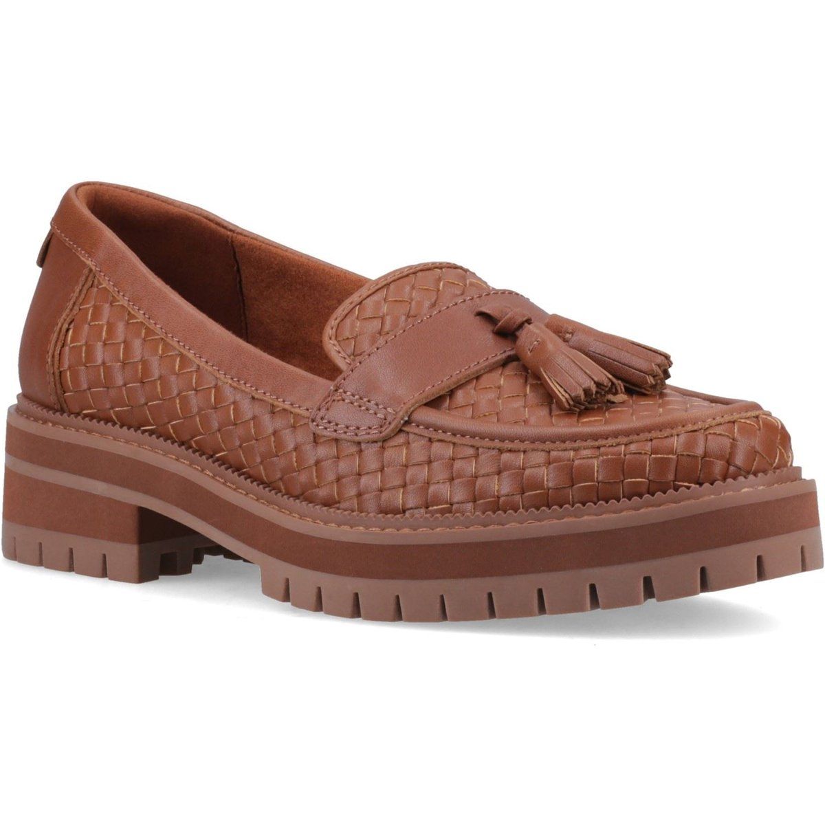 Gewebte Plateau-Loafer mit Quasten