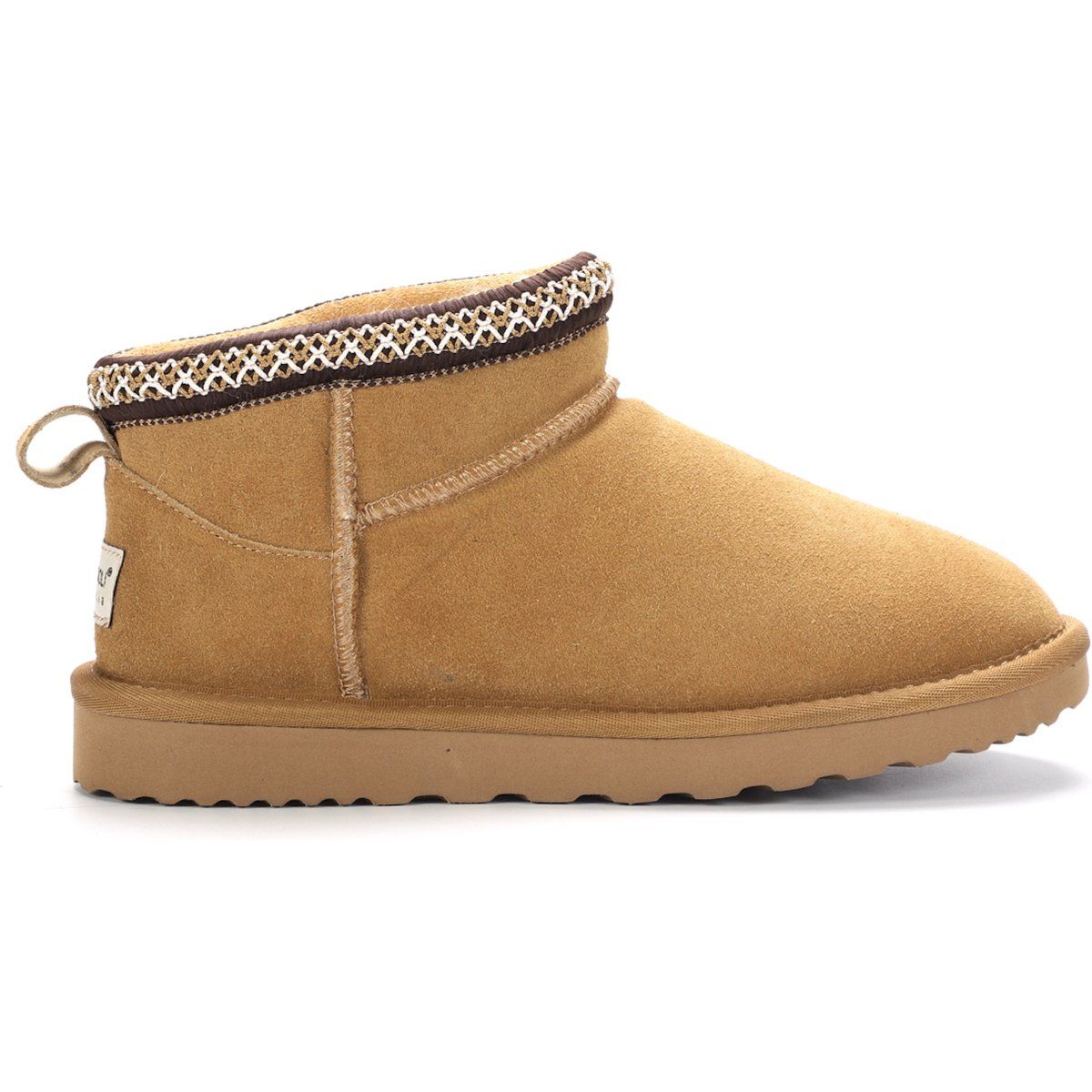 Mini-Schafsfellstiefel mit geflochtener Borte