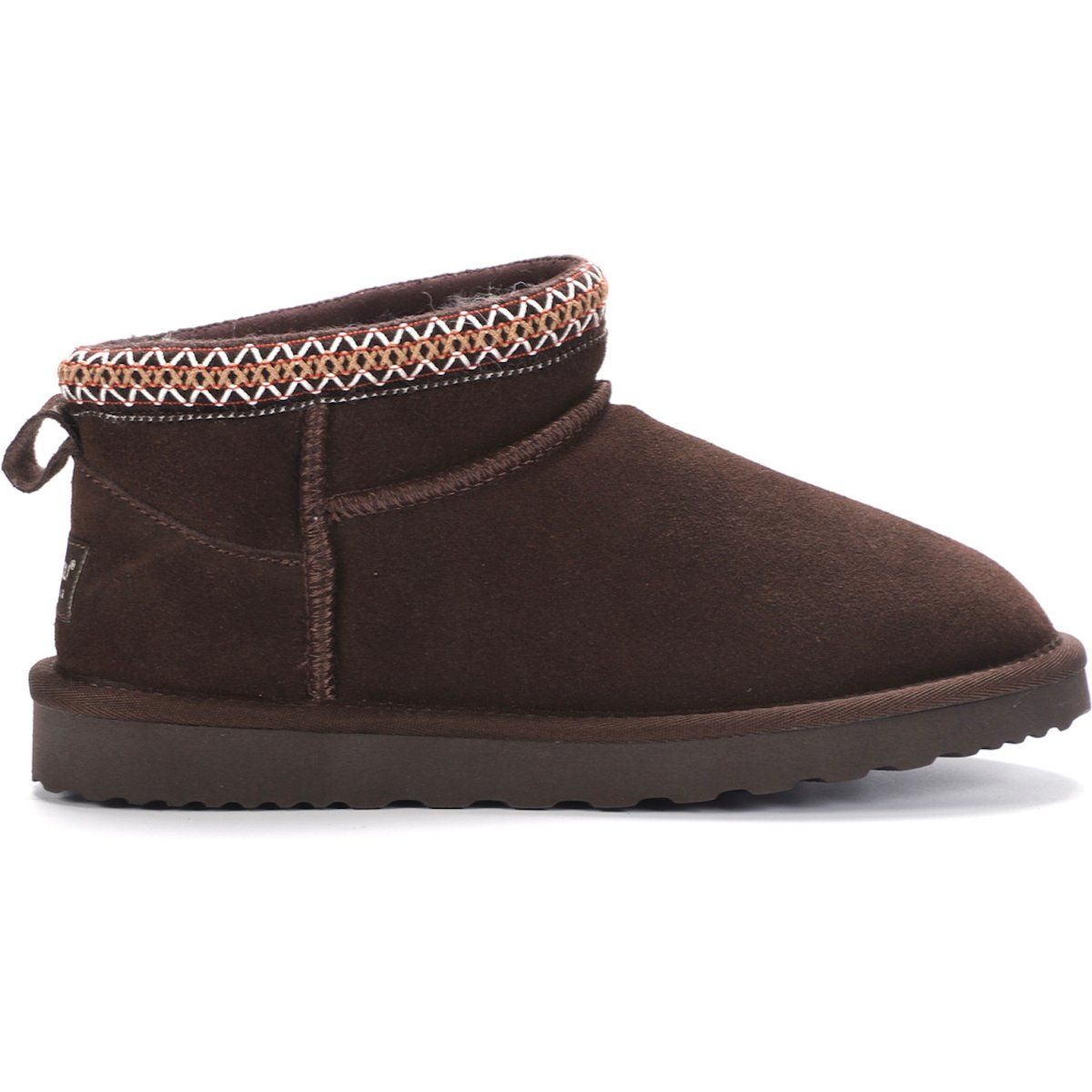 Bestickte Mini-Lammfellstiefel aus Wildleder