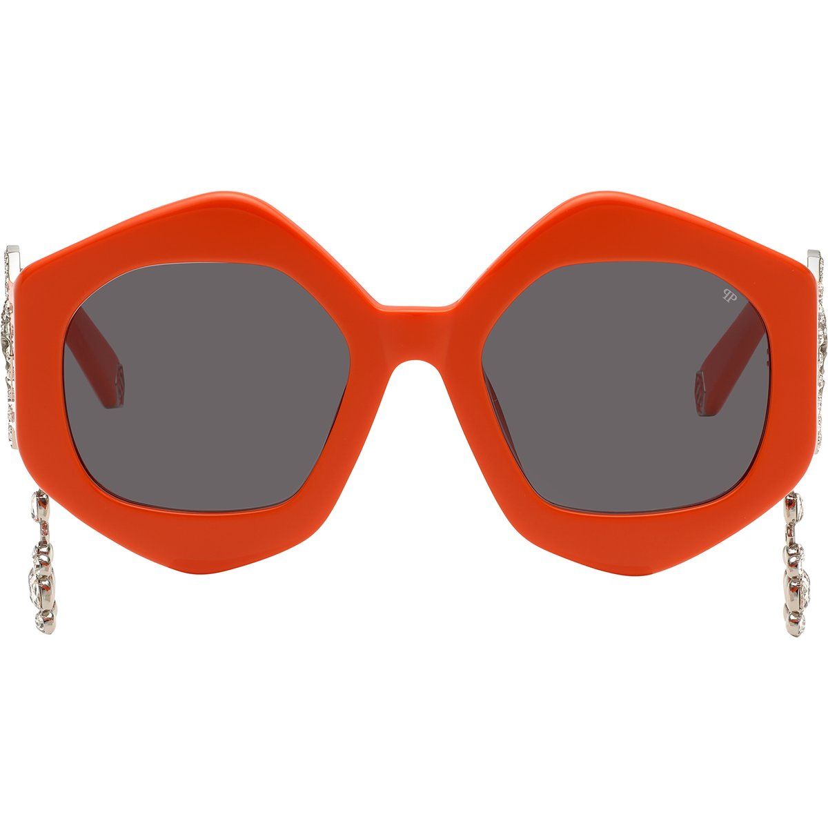 Übergroße geometrische Sonnenbrille mit Charms