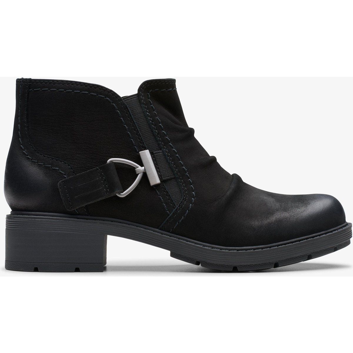 Geraffte Nubukleder-Stiefeletten