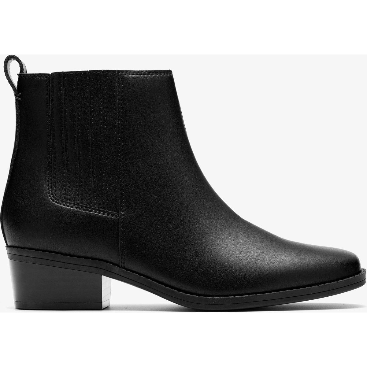 Klassische Leder-Stiefeletten mit Blockabsatz