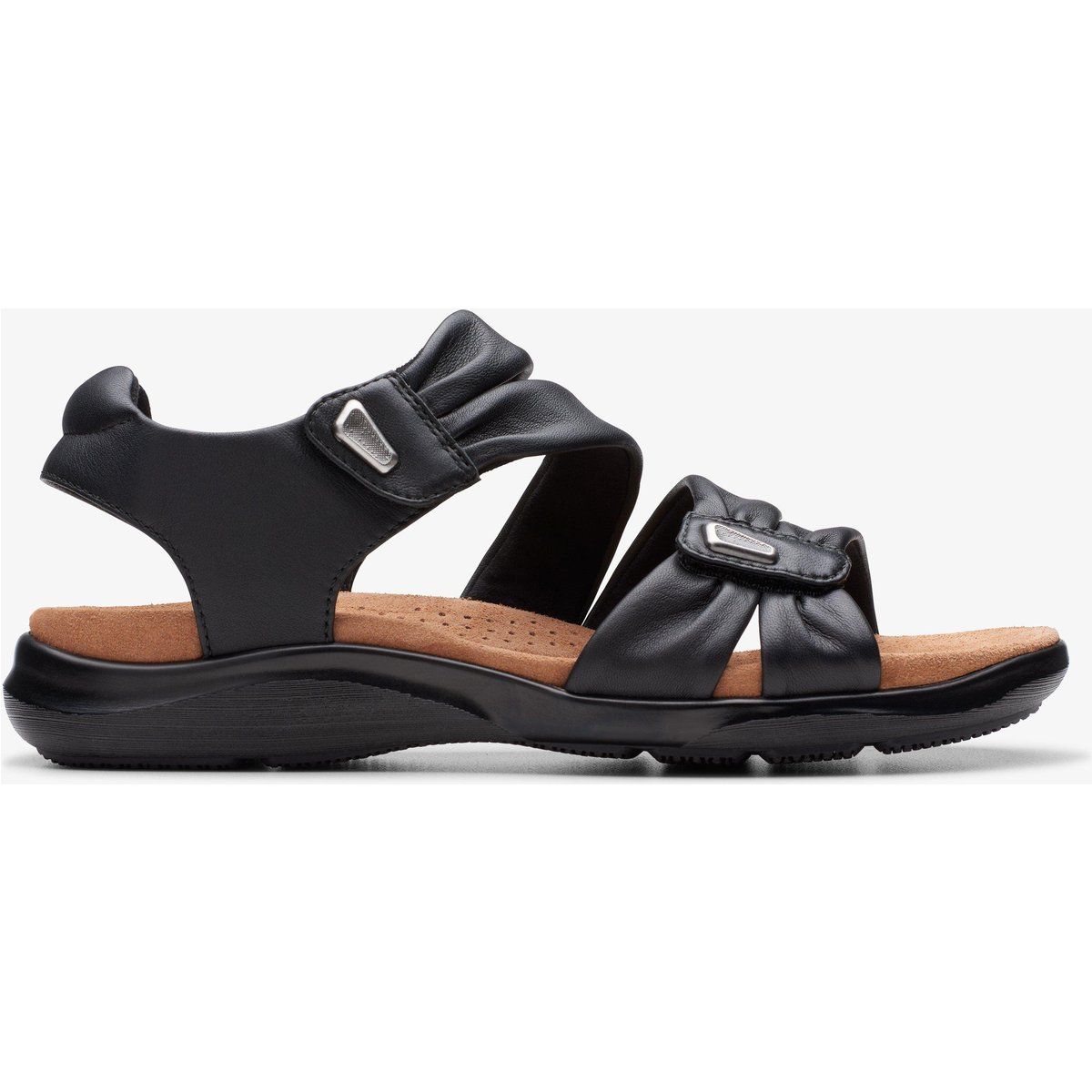 Leder-Komfortsandalen mit Raffung