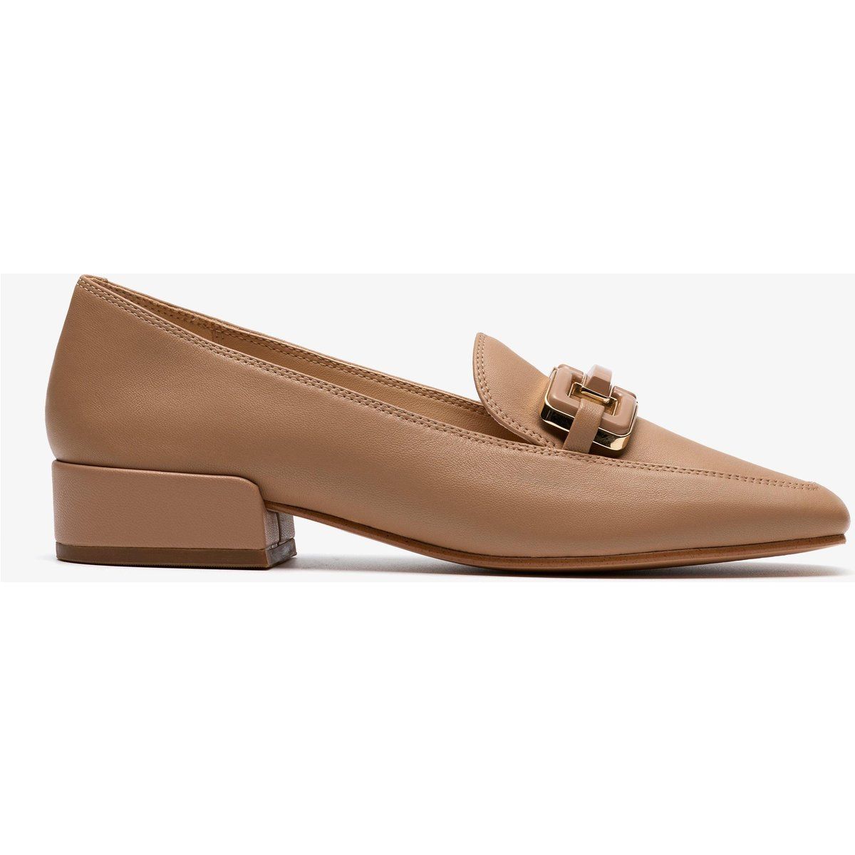 Elegante Leder-Loafer mit Blockabsatz