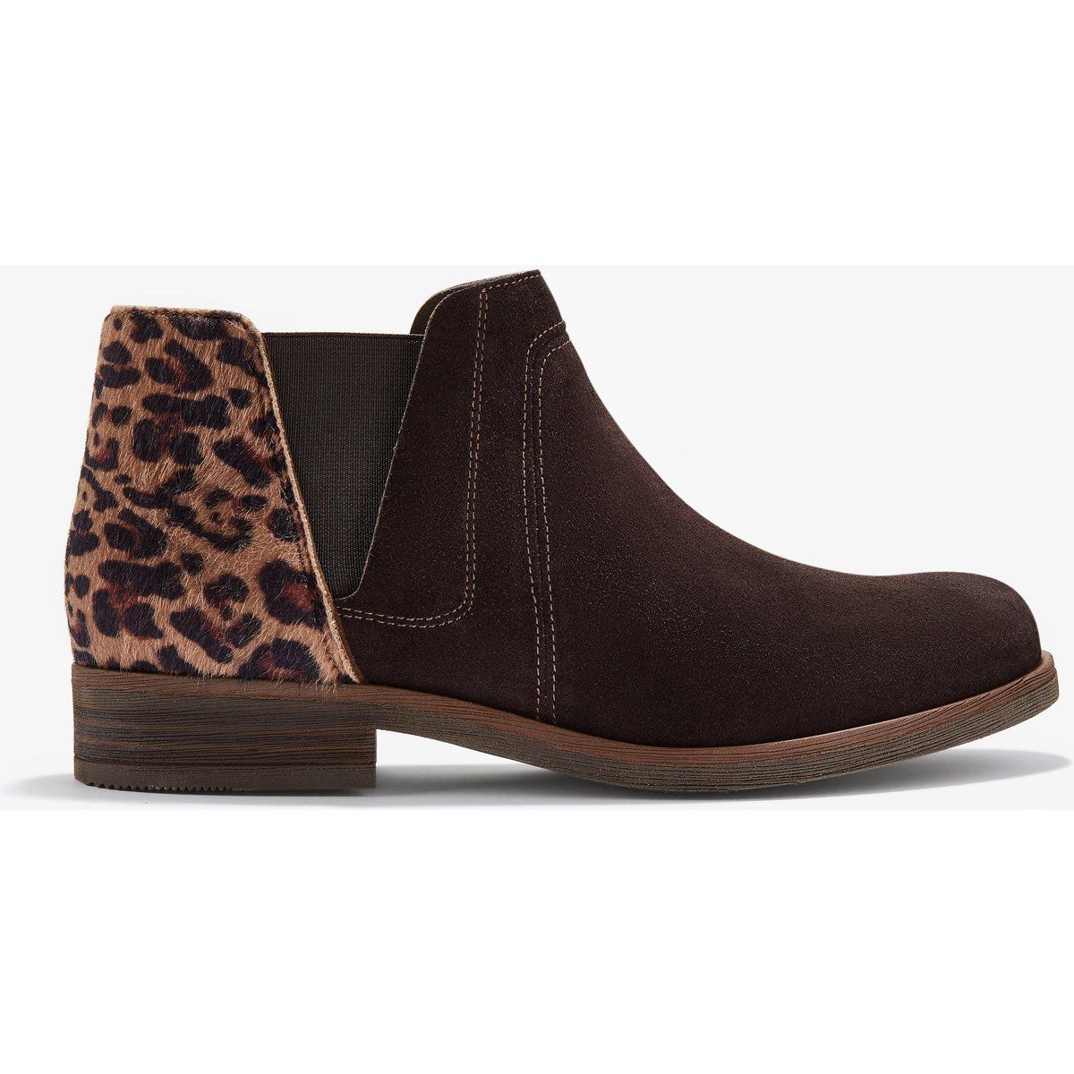 Wildleder-Stiefeletten mit Leopardenmuster-Besatz