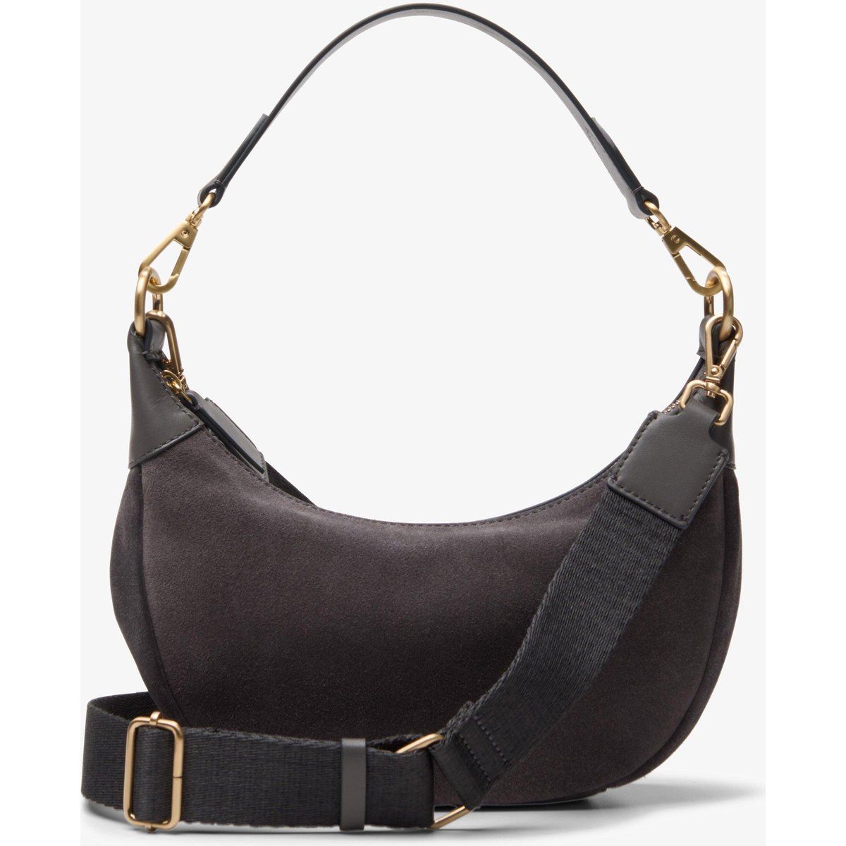 Minimalistische Halbmond-Schultertasche aus Wildleder