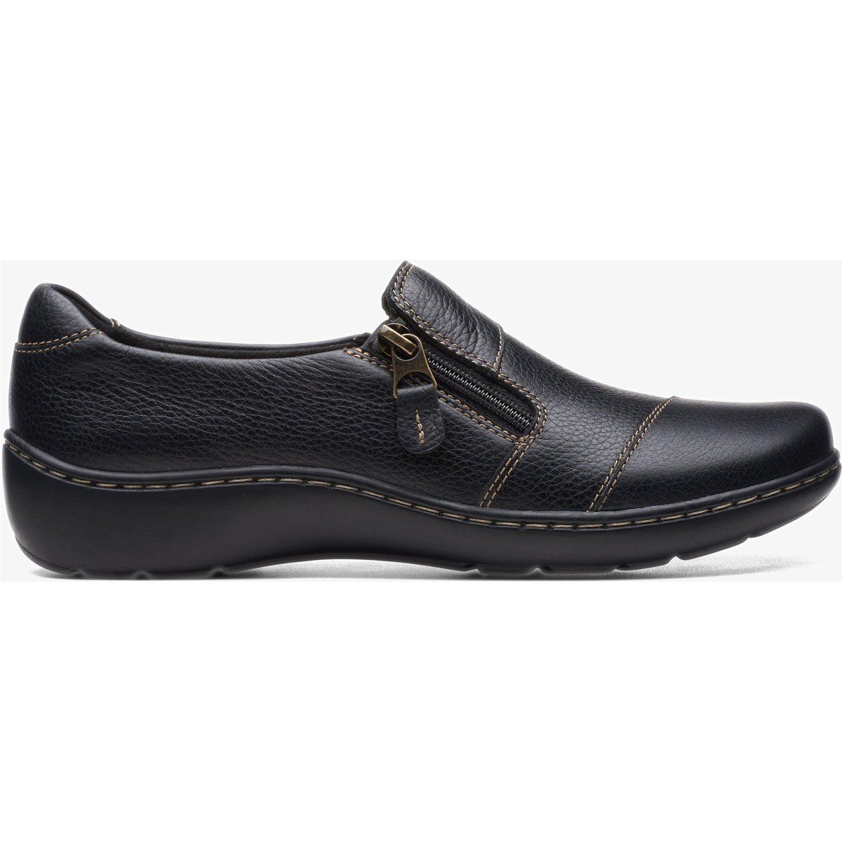 Slipper aus genarbtem Leder mit Reißverschluss