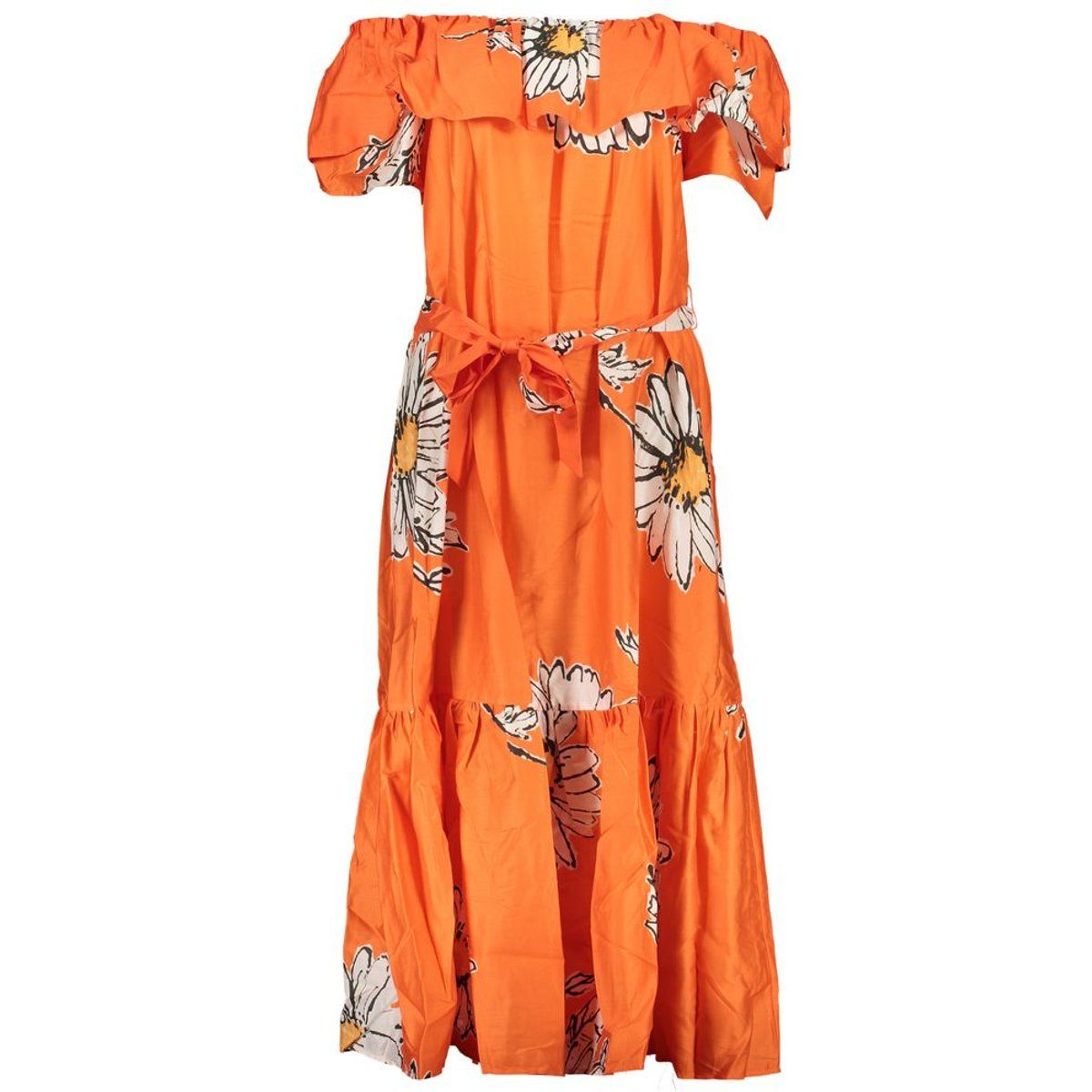 Off-Shoulder Maxikleid mit Gänseblümchen-Print