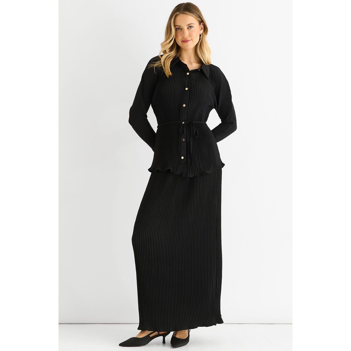 Eleganter Plissee-Maxirock