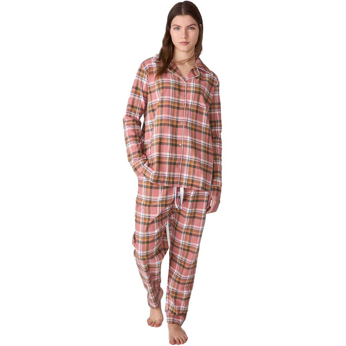 Klassisches kariertes Baumwoll-Pyjama-Set