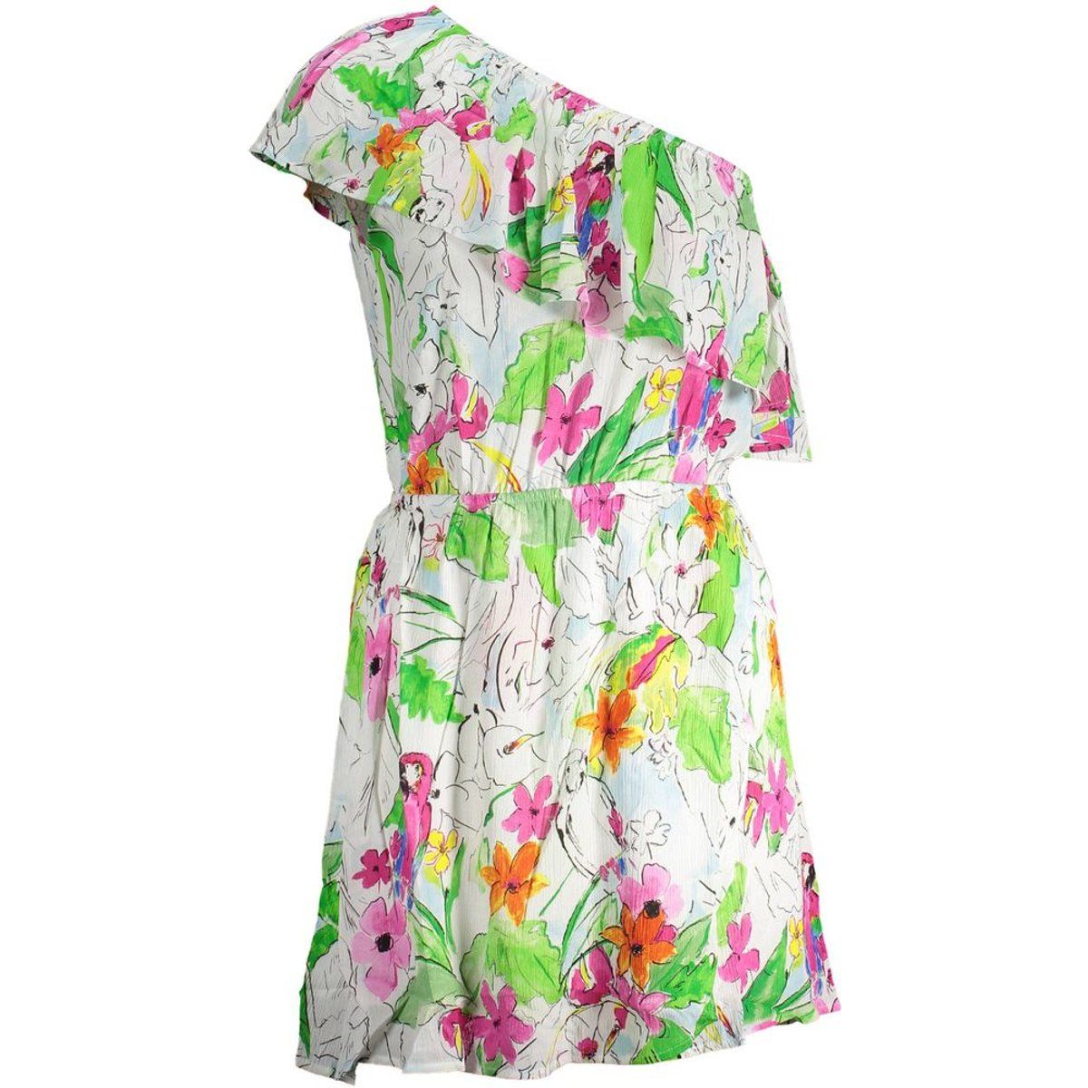 Tropisches Einschulter-Rüschenkleid