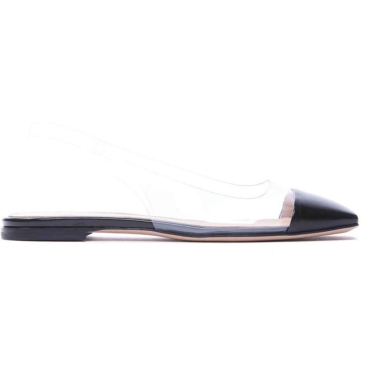 Quadratische Plexi-Slingback-Ballerinas