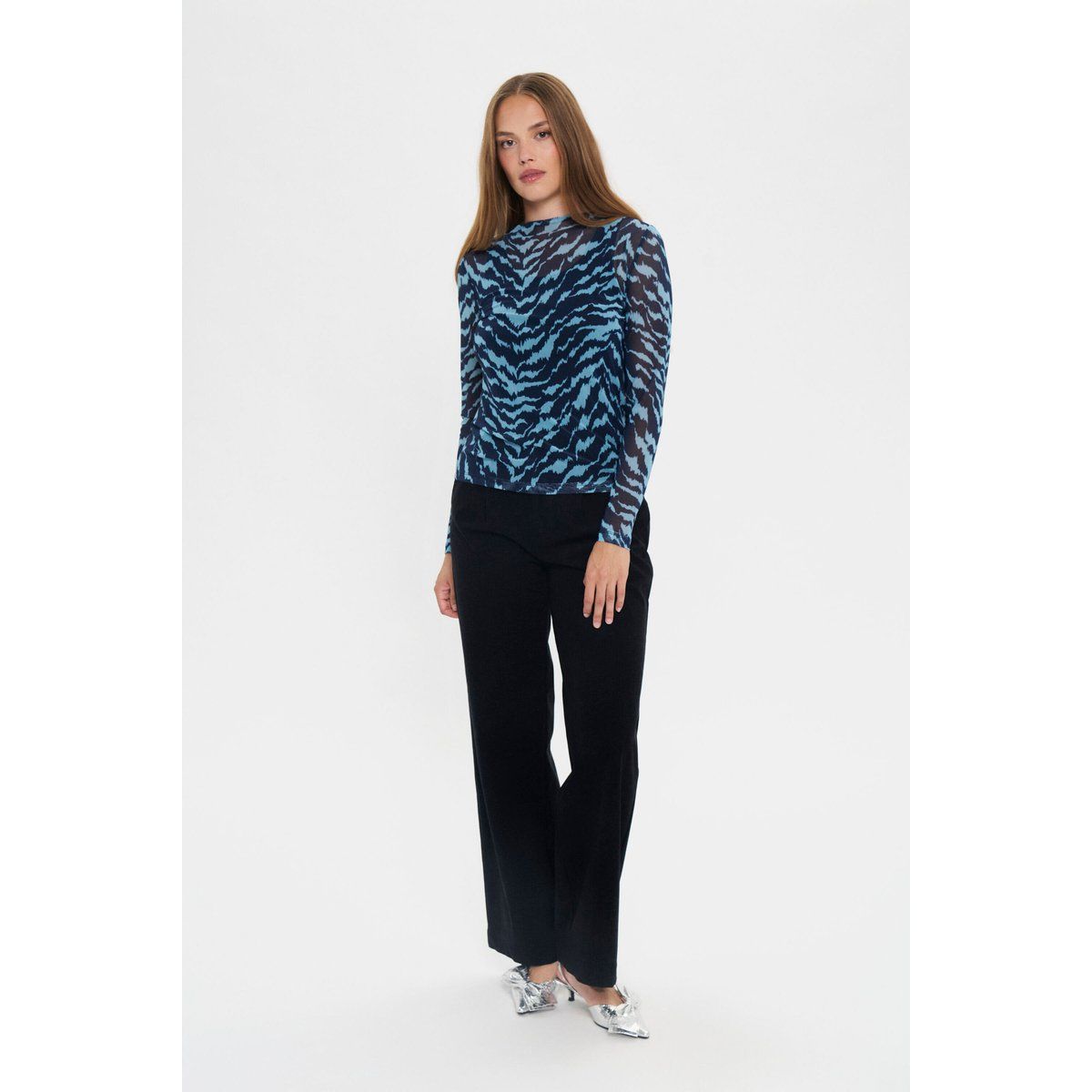 Mesh-Longsleeve mit abstraktem Print