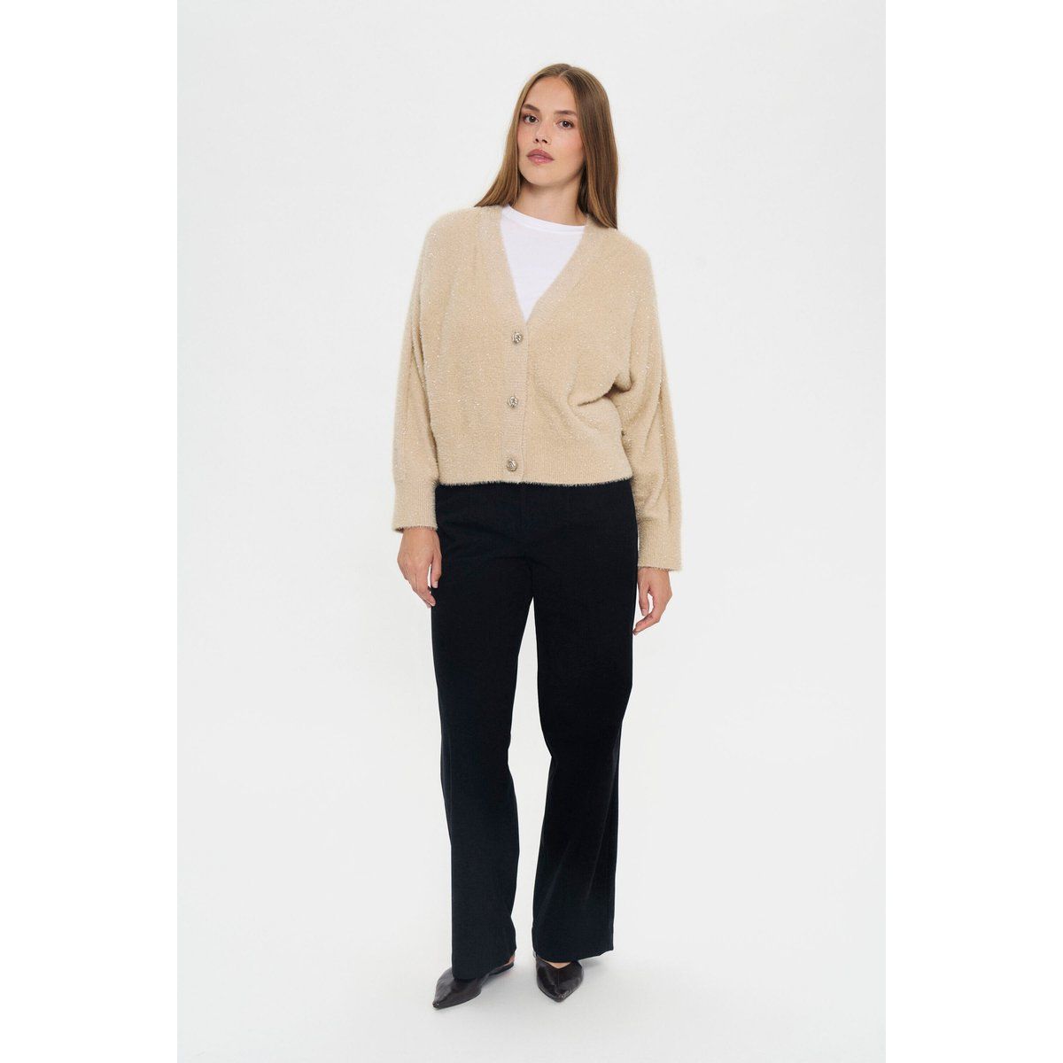 Weiche Boxy-Strickjacke mit Struktur