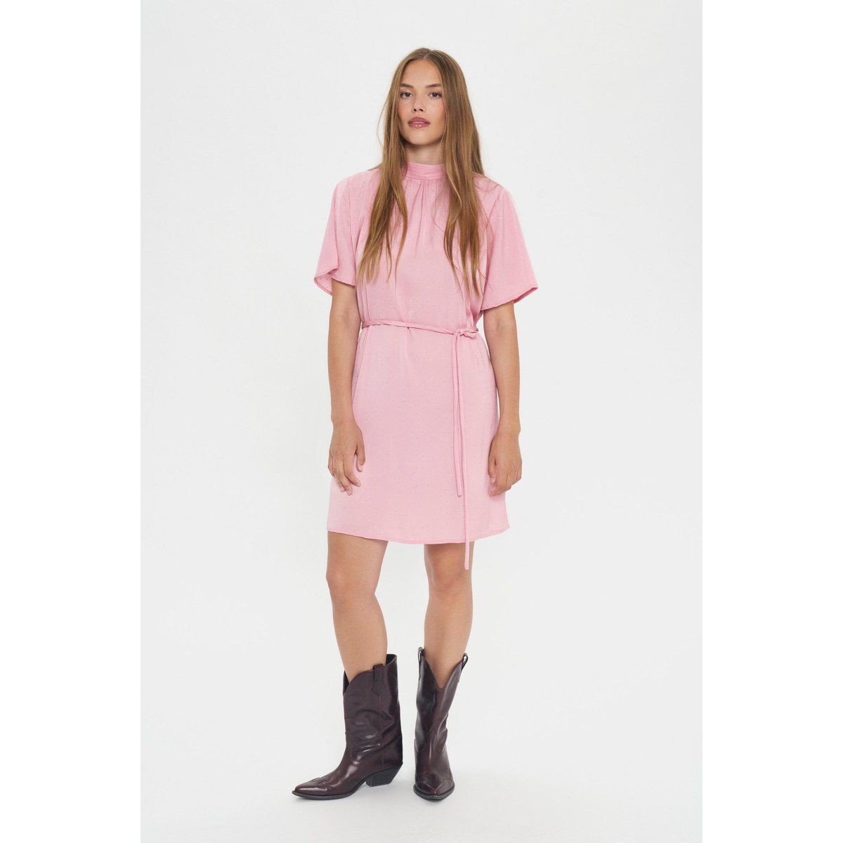 Minikleid mit Stehkragen und Struktur