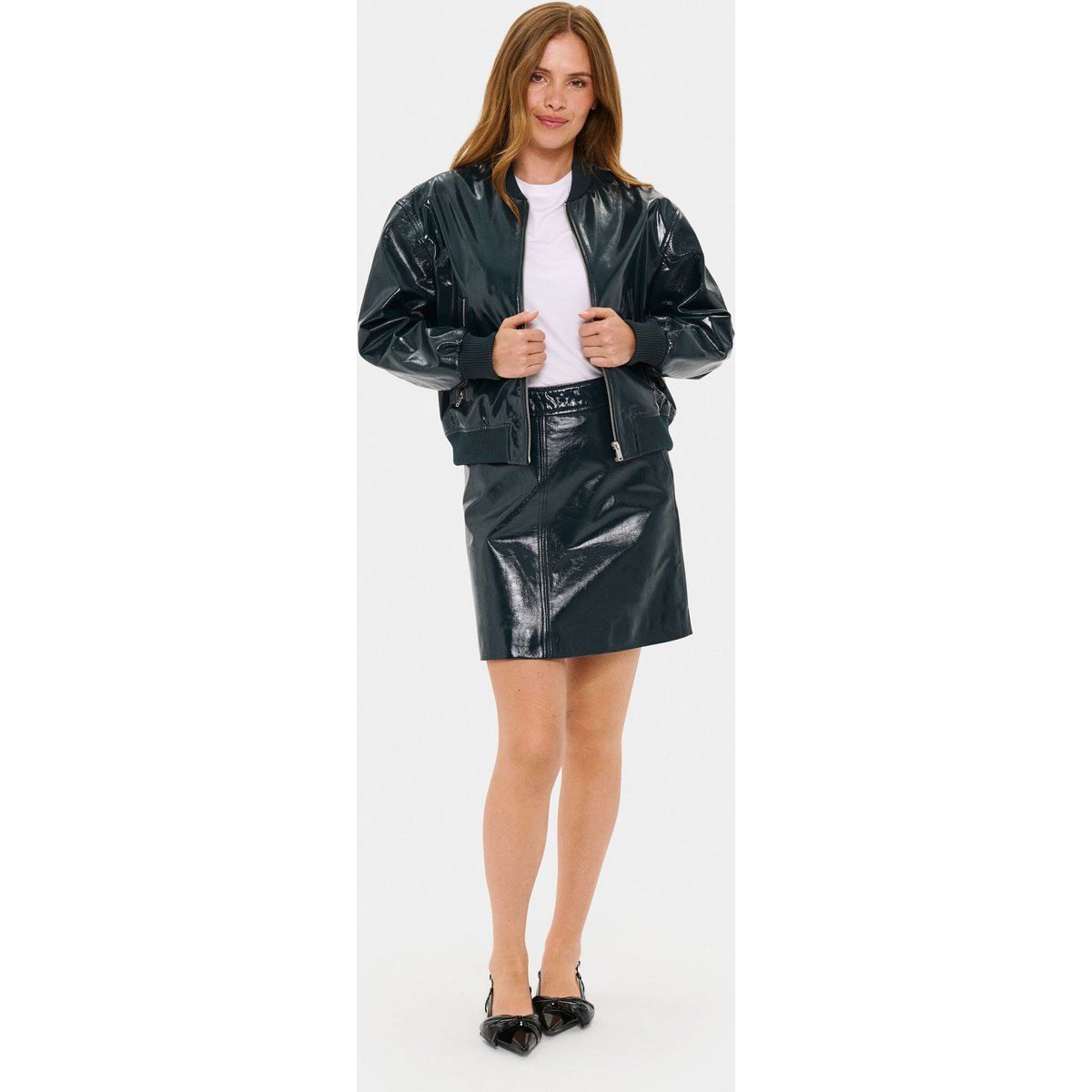 Locker geschnittene Glanz-Bomberjacke