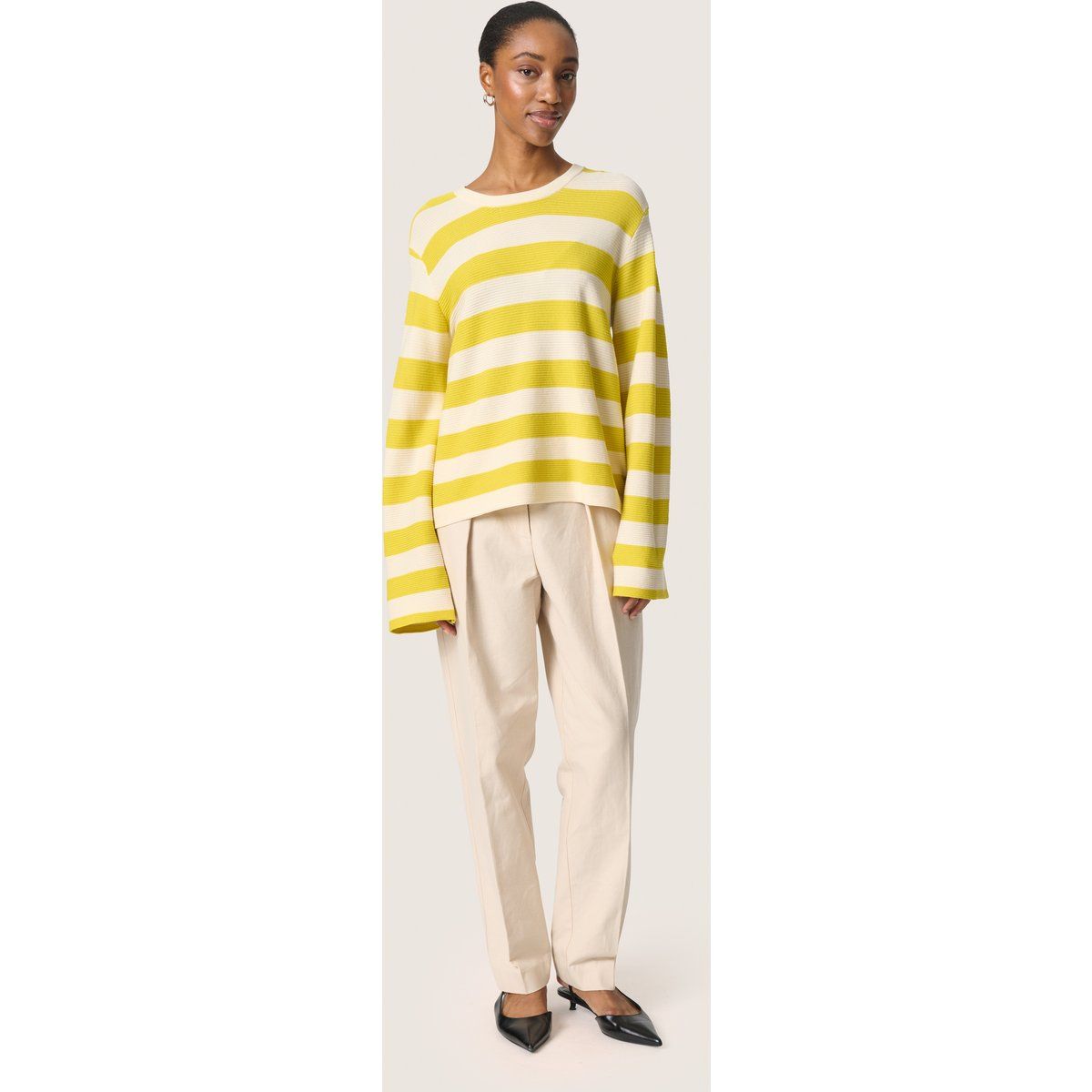 Gestreifter Strickpullover im Boxy-Schnitt