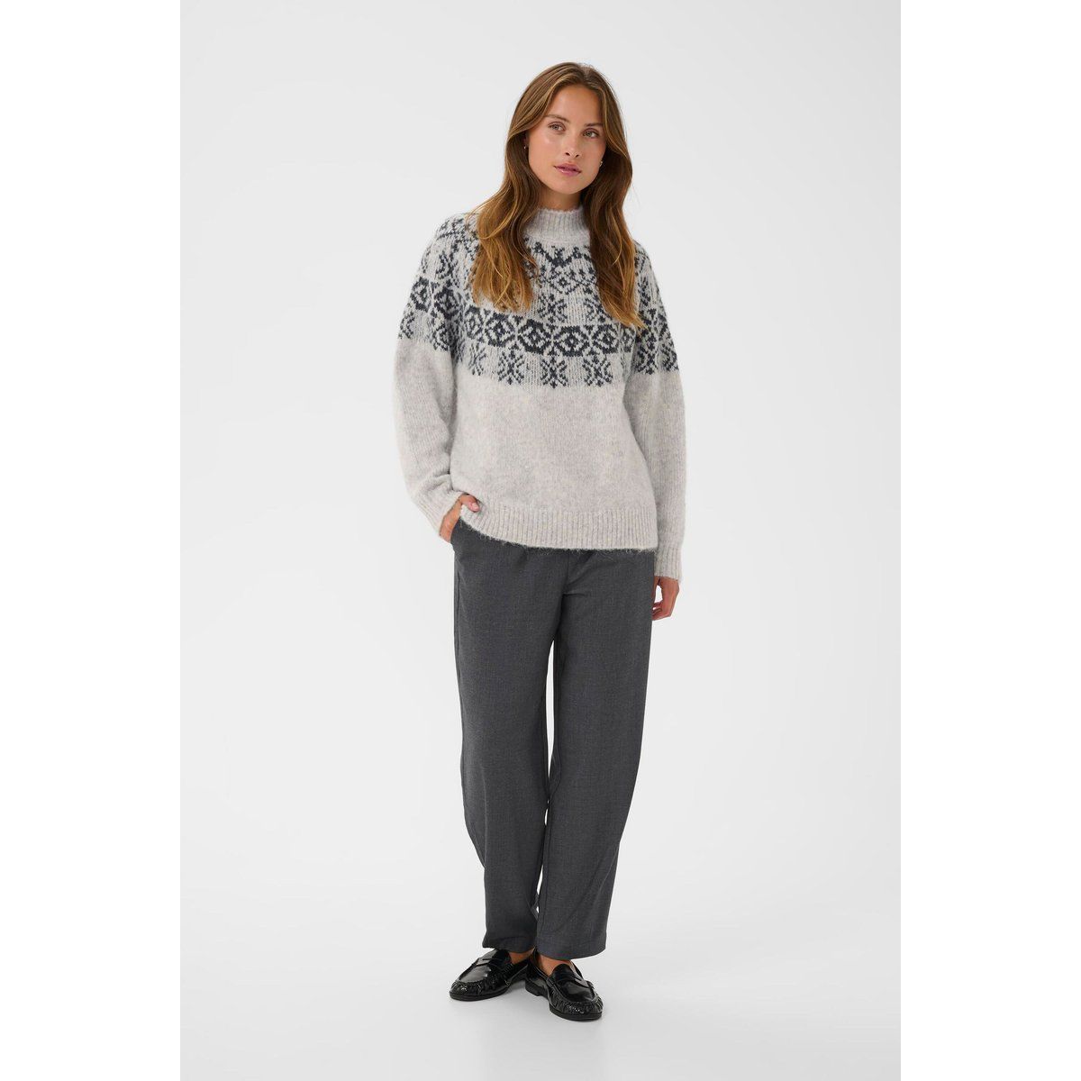 Relaxter Strickpullover mit Norwegermuster