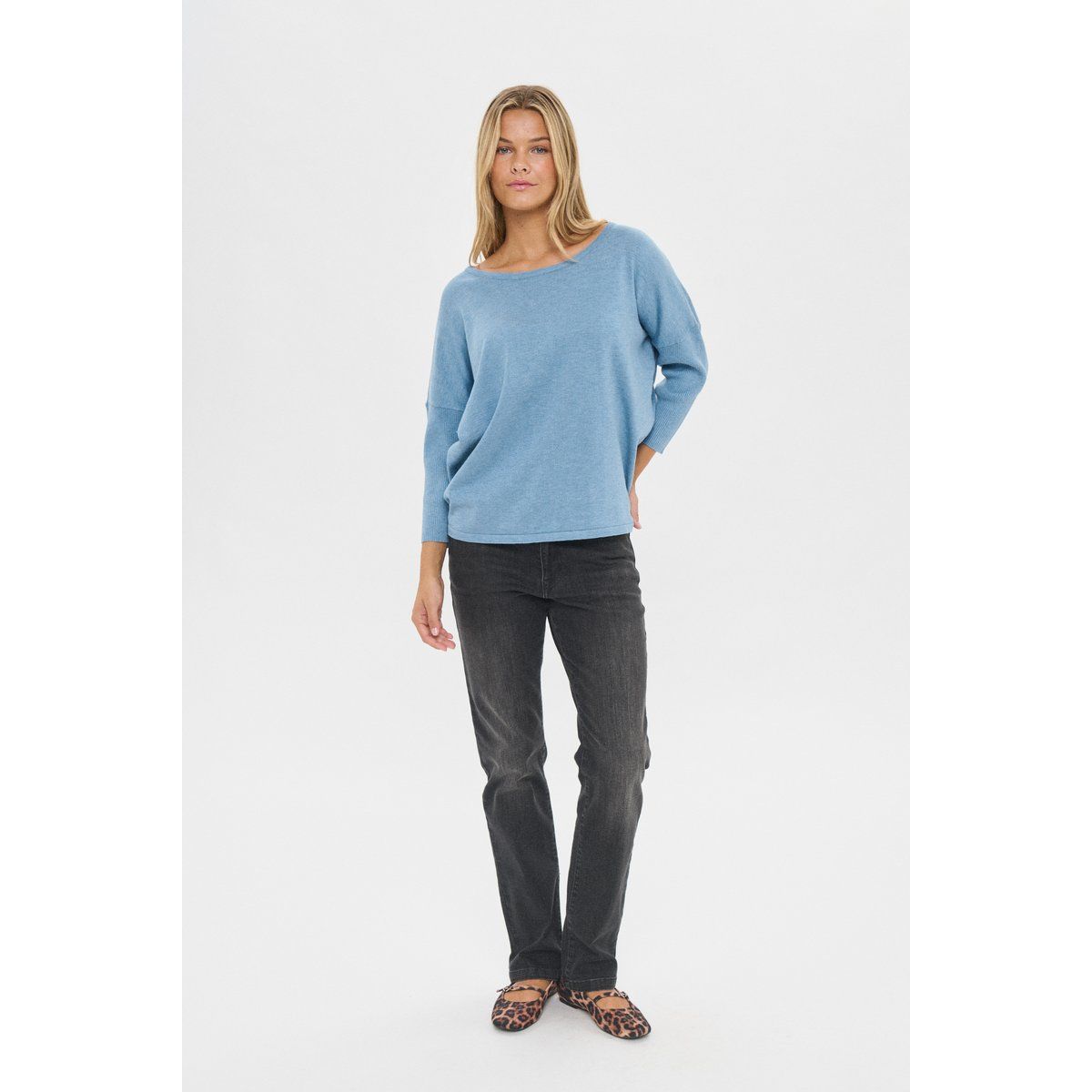 Weicher Strickpullover mit 3/4-Ärmeln