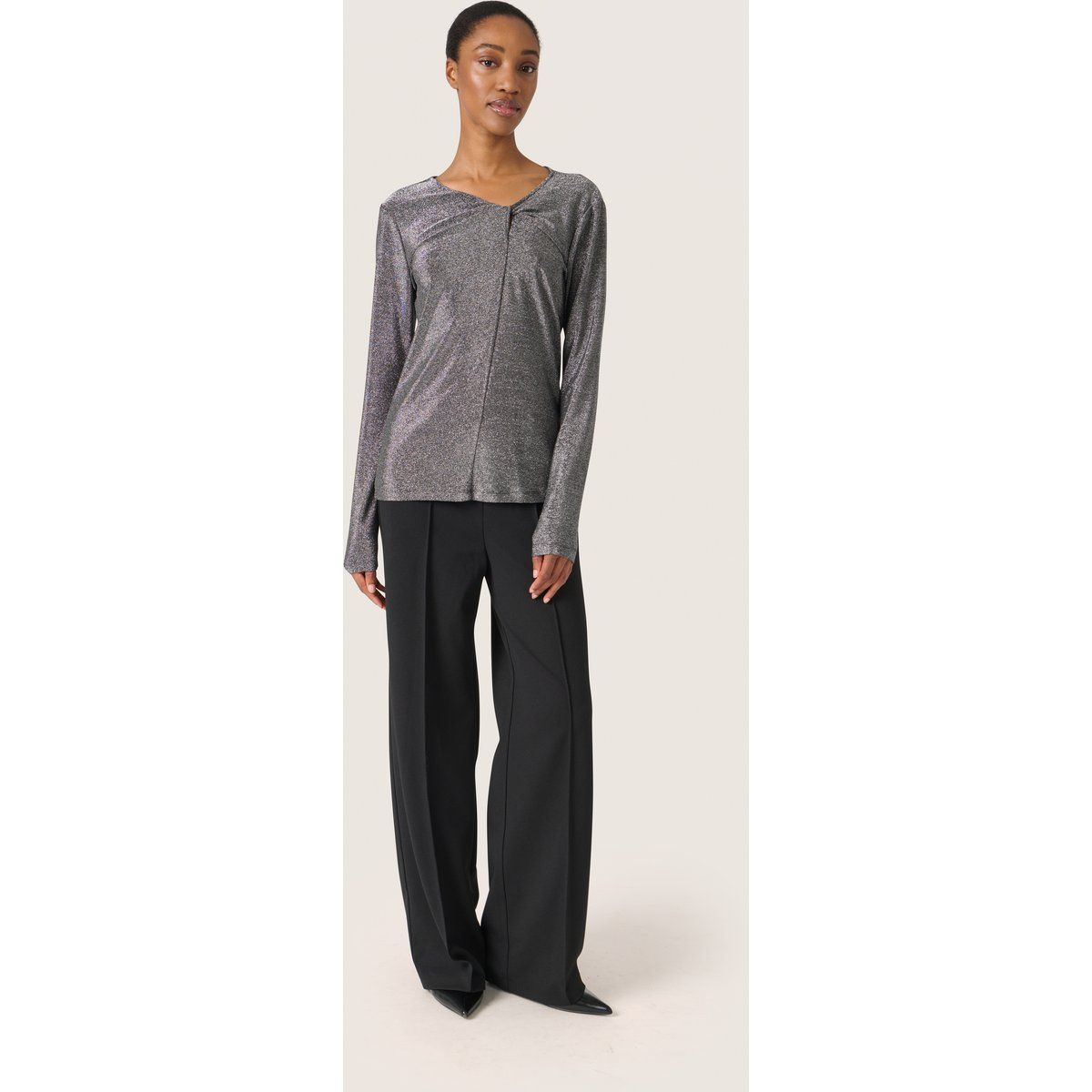 Schimmerndes Metallic Langarmshirt Slim-Fit