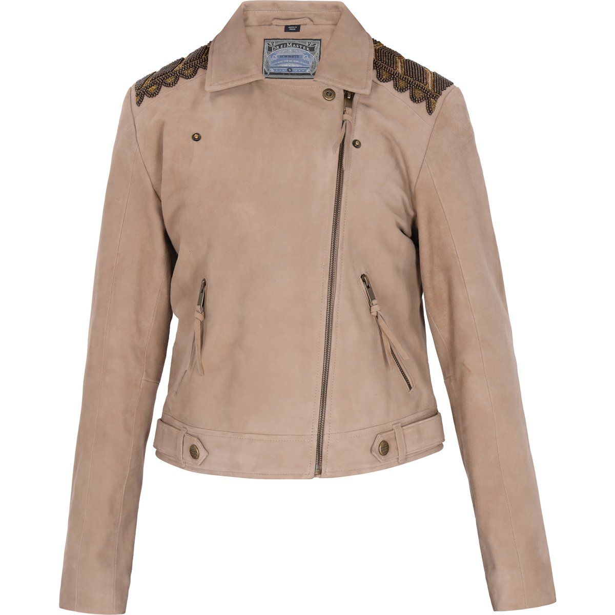 Bikerjacke in Wildleder-Optik mit Verzierungen