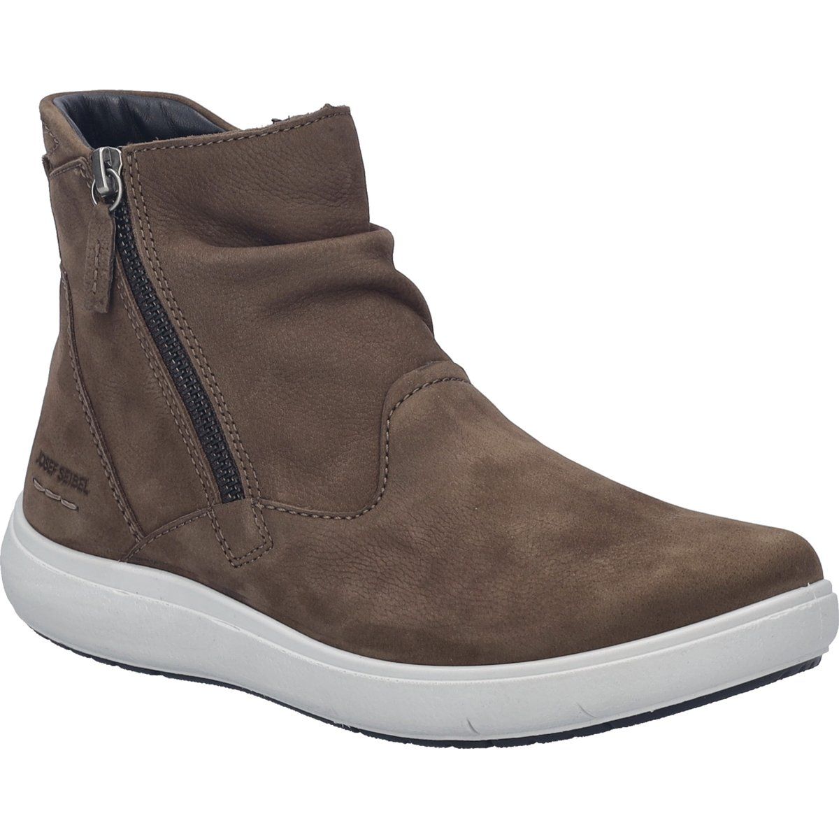 Lederstiefelette mit Raffung und Reißverschluss