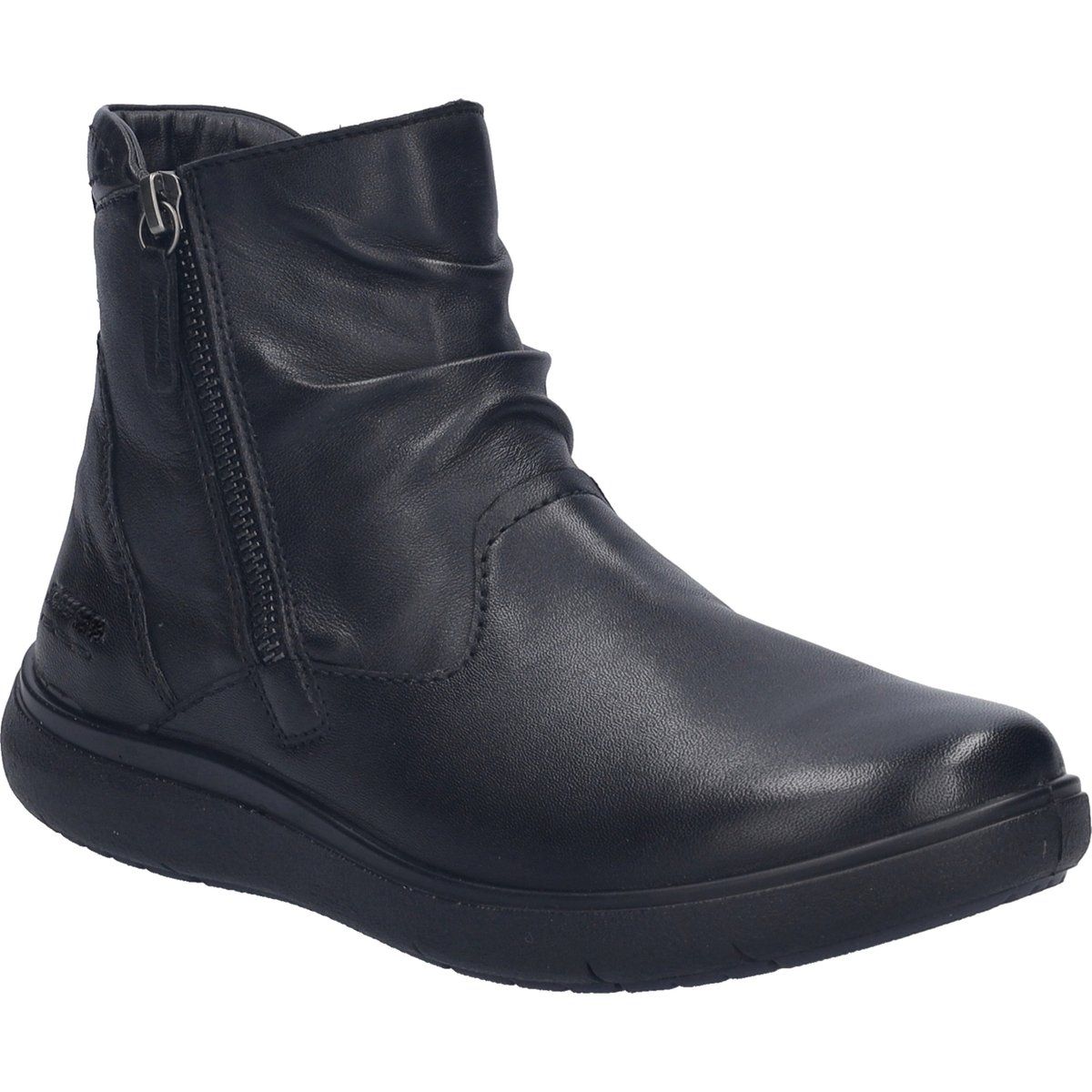 Geraffte Lederstiefeletten mit Reißverschluss