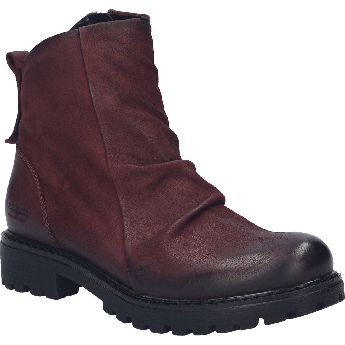 Leder-Stiefeletten mit Faltenwurf