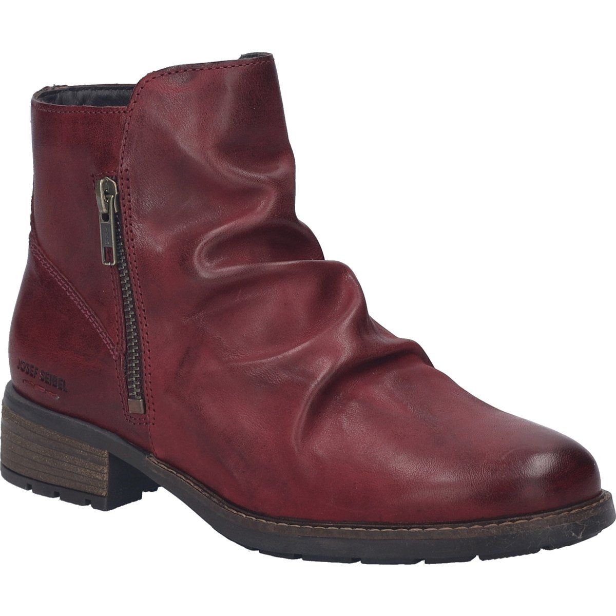 Elegante geraffte Lederstiefeletten