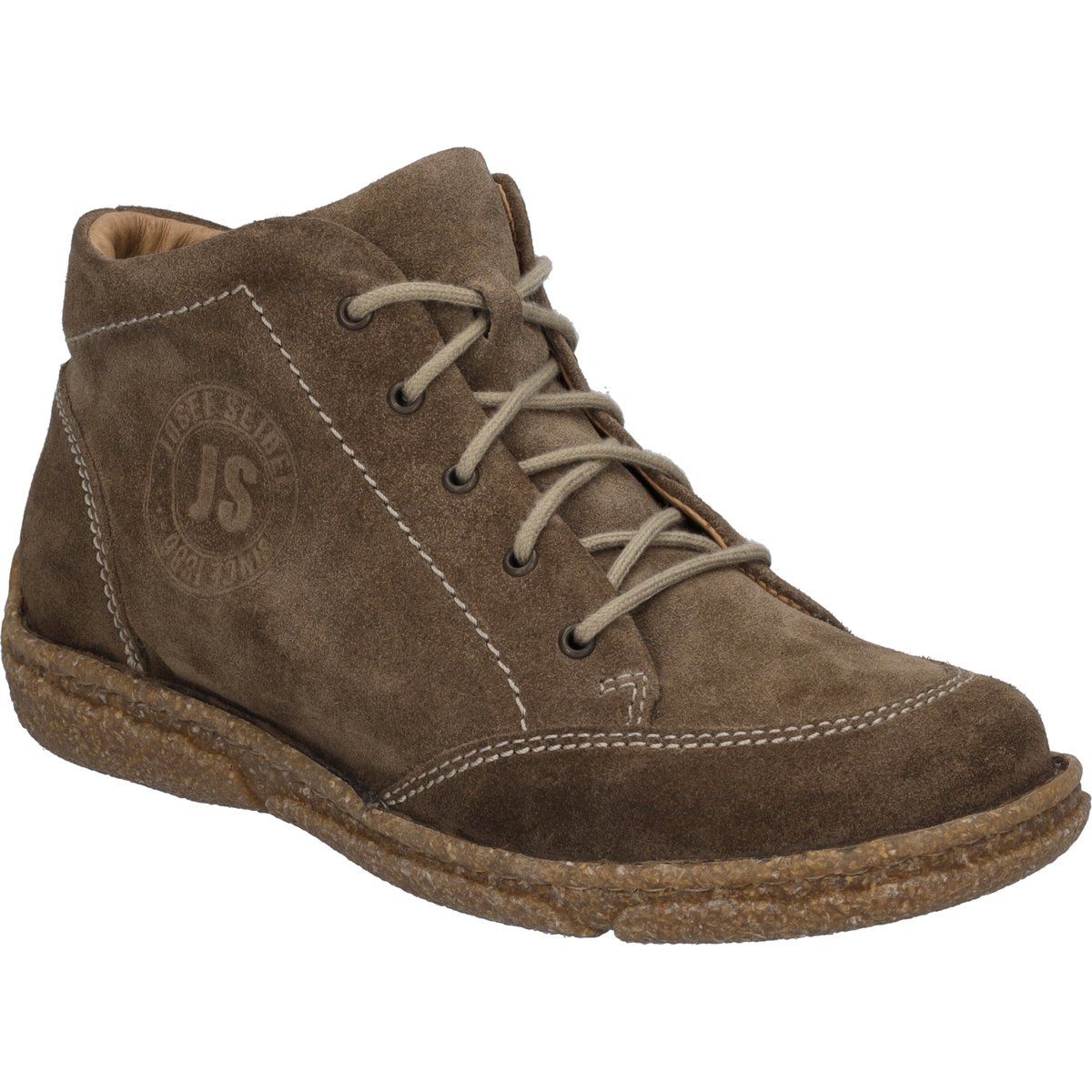 Geschnürte Veloursleder-Komfort-Stiefelette