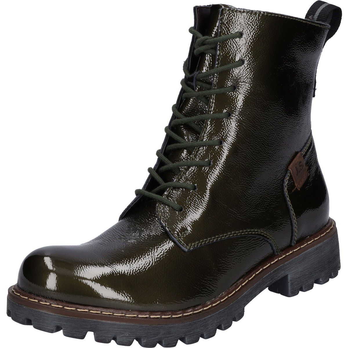 Lackleder-Schnürstiefeletten