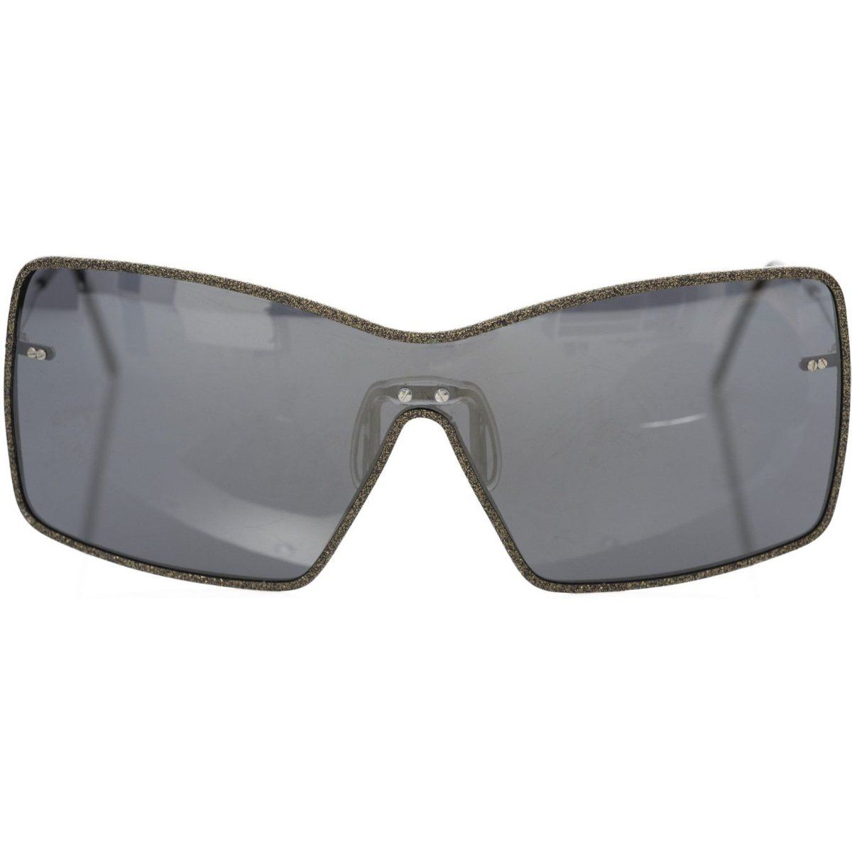 Oversized-Schild-Sonnenbrille mit Glitzer-Finish
